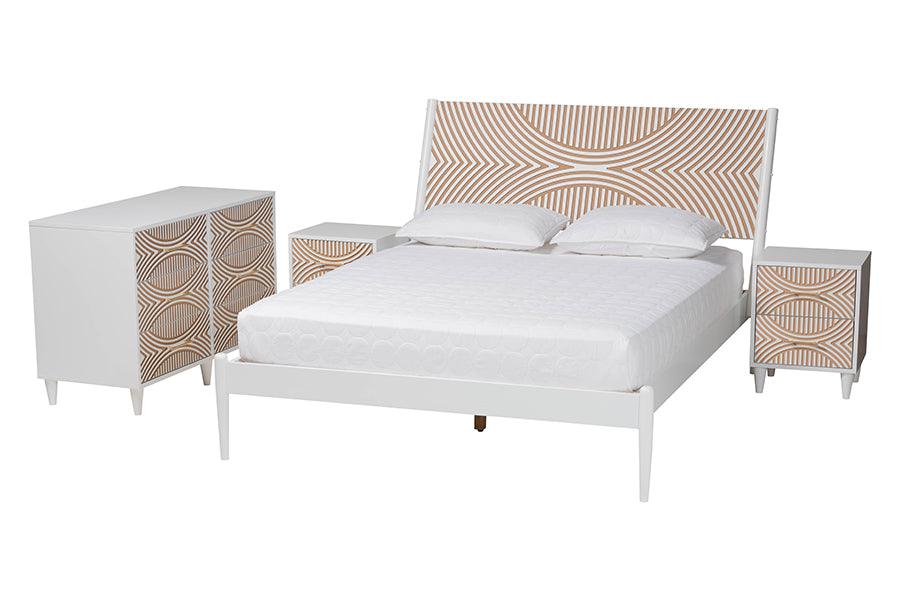 Louetta Coastal Caved Contrasting 4-Piece Bedroom Set