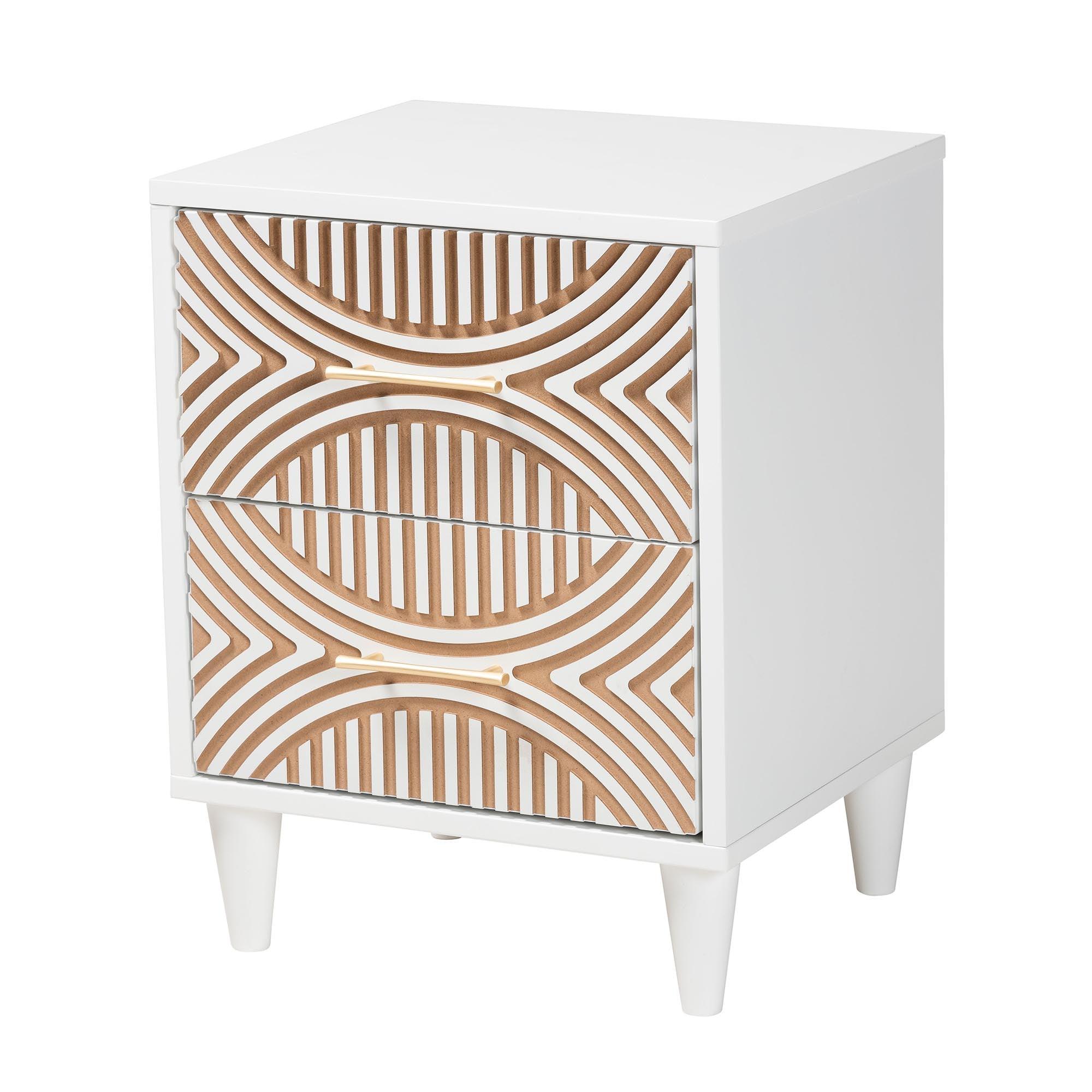 Louetta Carved Contrasting Nightstand