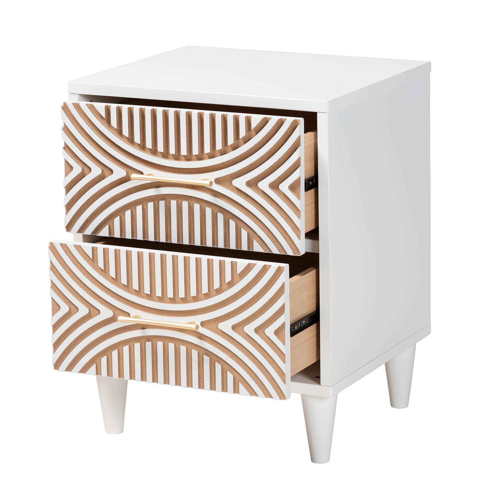 Louetta Carved Contrasting Nightstand