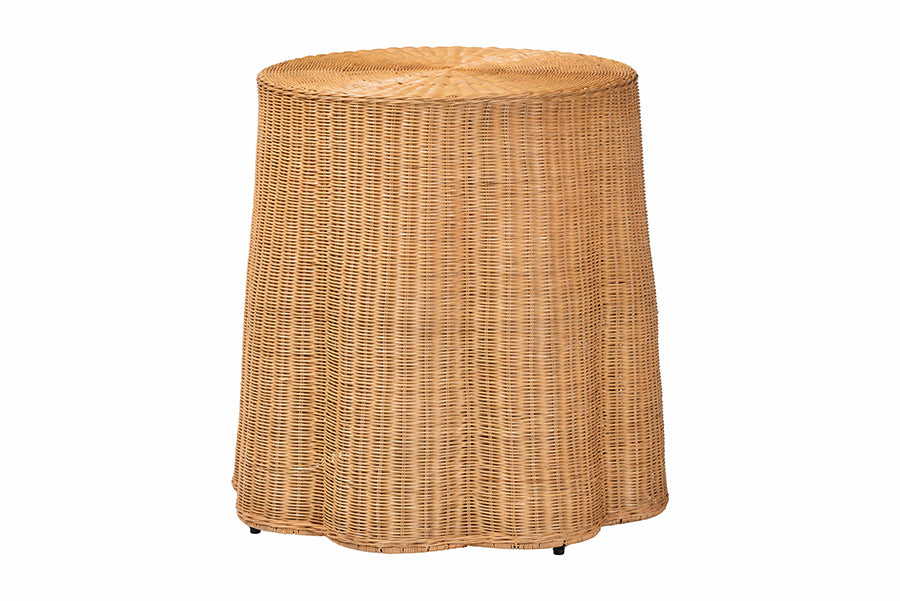 Bali & Pari Palm Bohemian Honey Scallop Rattan Console Table