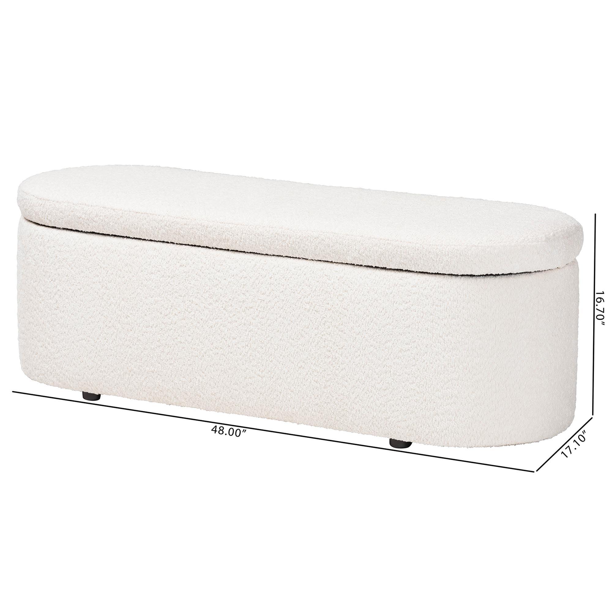 Lavina Modern Teddy-Bear Fabric Storage Bench