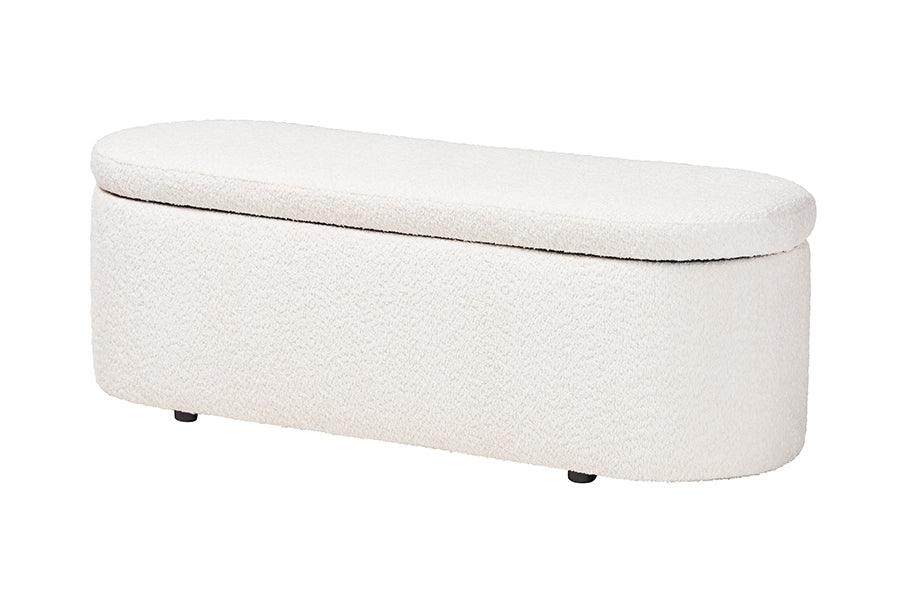 Lavina Modern Teddy-Bear Fabric Storage Bench
