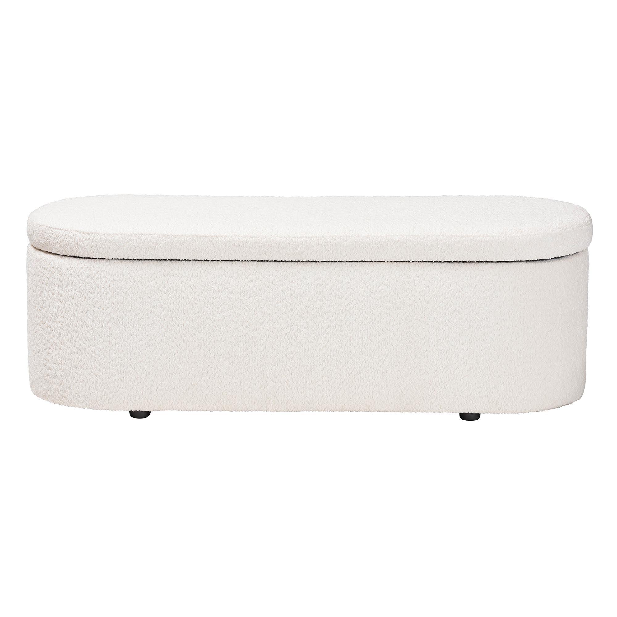 Lavina Modern Teddy-Bear Fabric Storage Bench