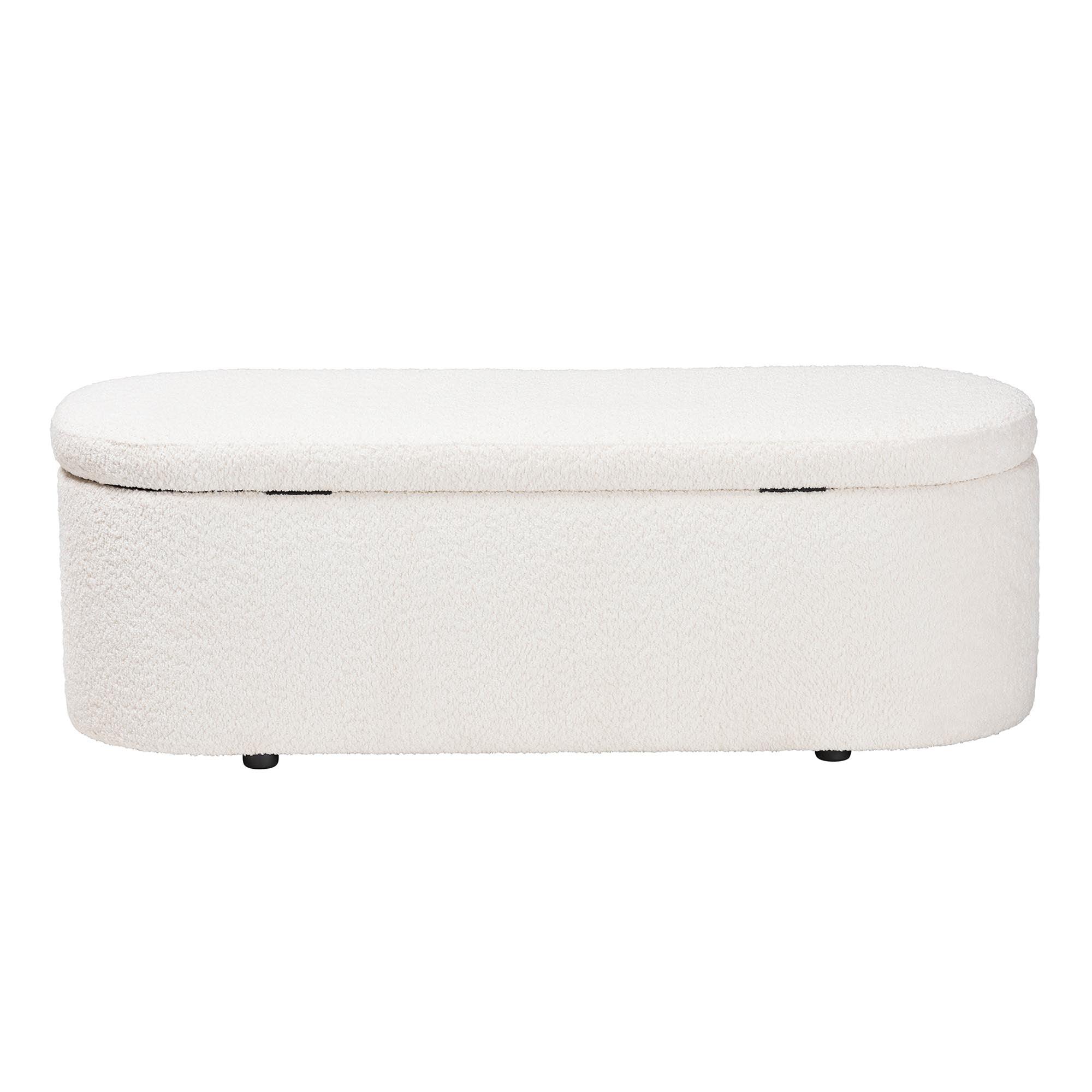 Lavina Modern Teddy-Bear Fabric Storage Bench