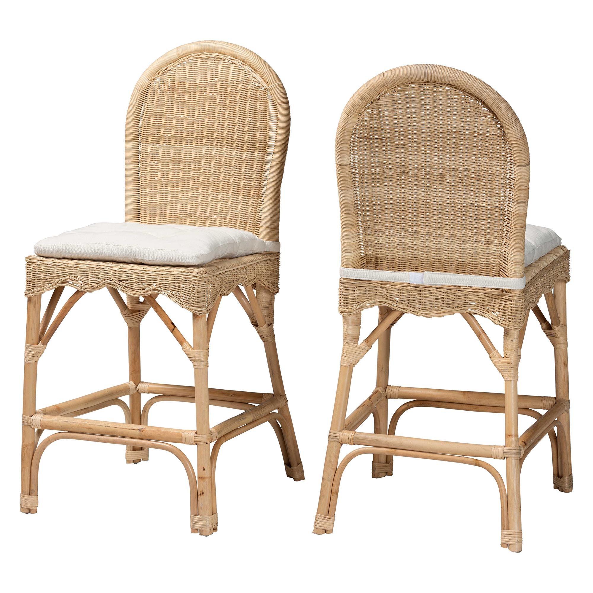 bali & pari Bilu Bohemian Rattan 2-Piece Counter Stool Set