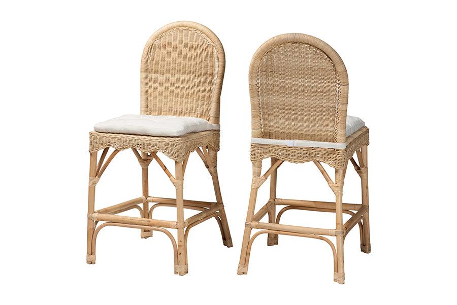 bali & pari Bilu Bohemian Rattan 2-Piece Counter Stool Set