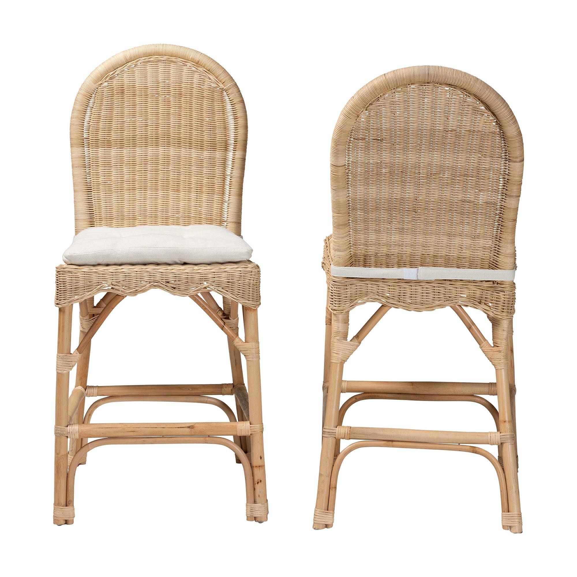 bali & pari Bilu Bohemian Rattan 2-Piece Counter Stool Set