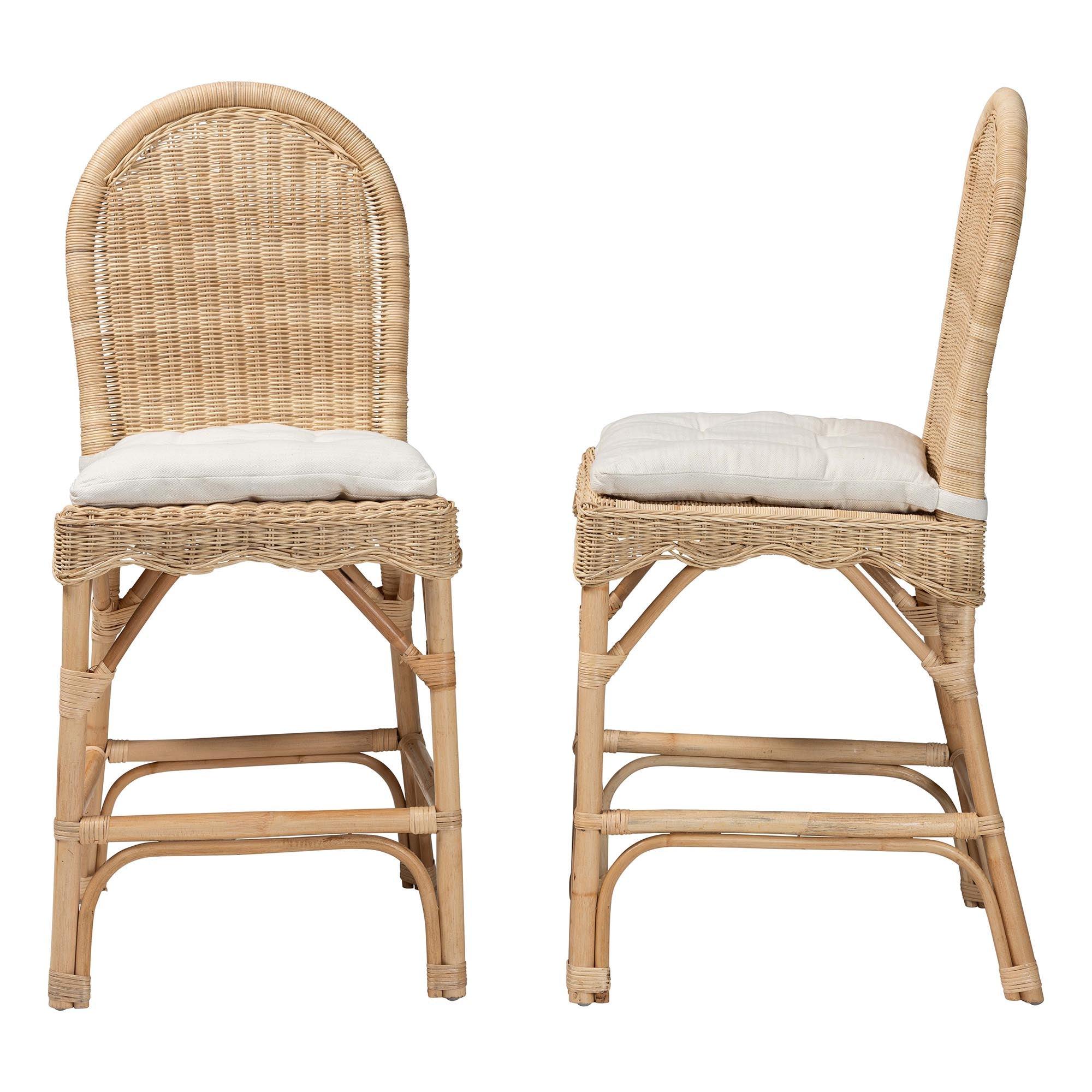 bali & pari Bilu Bohemian Rattan 2-Piece Counter Stool Set
