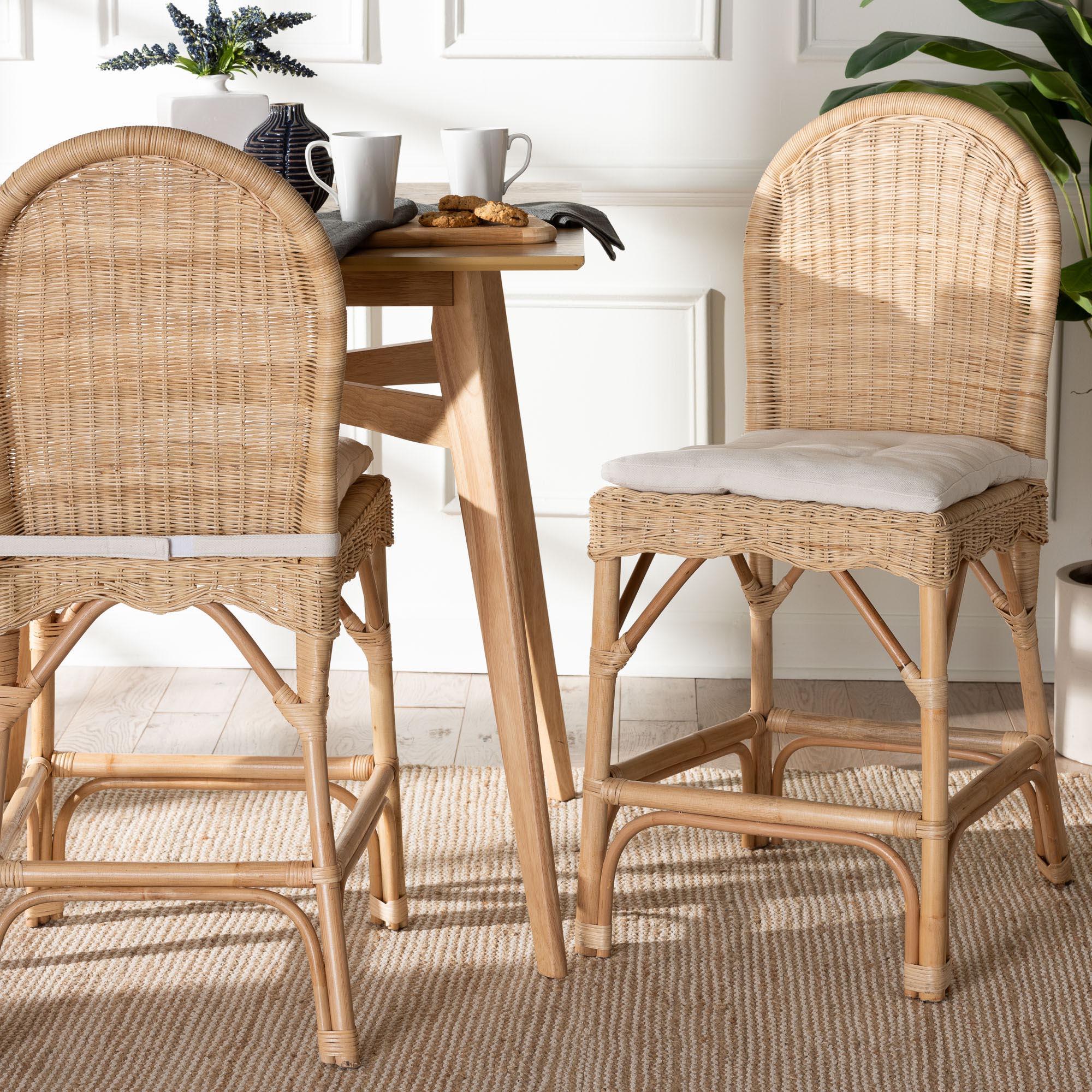bali & pari Bilu Bohemian Rattan 2-Piece Counter Stool Set