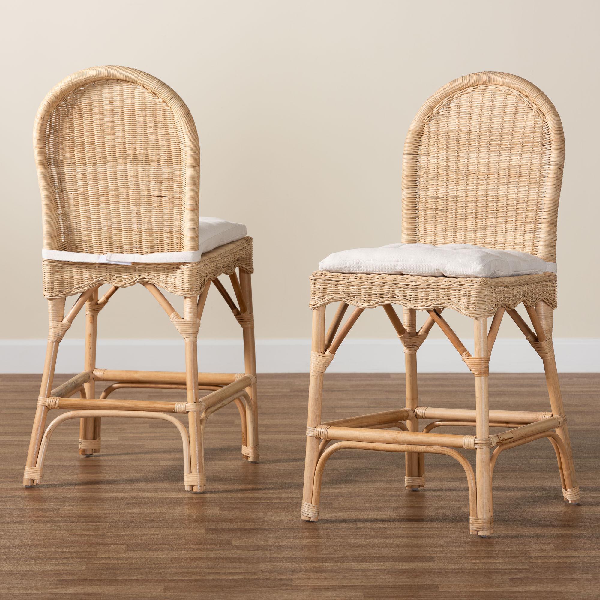 bali & pari Bilu Bohemian Rattan 2-Piece Counter Stool Set