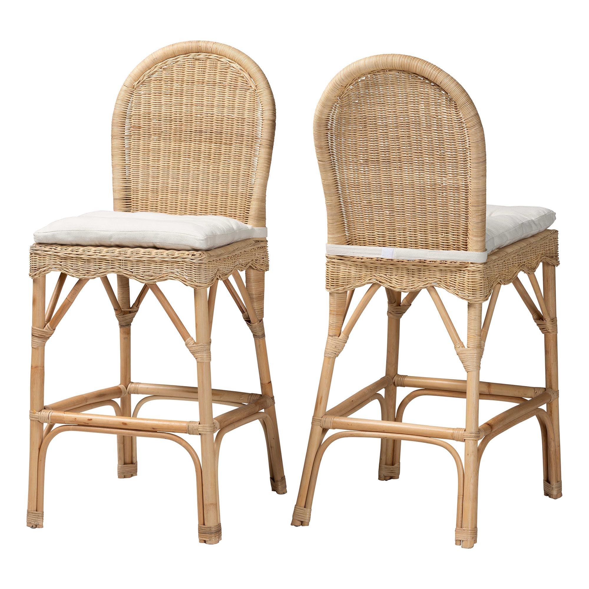 bali & pari Bilu Bohemian Rattan 2-Piece Bar Stool Set