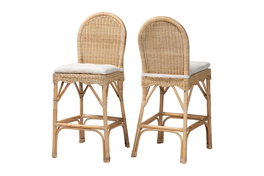 bali & pari Bilu Bohemian Rattan 2-Piece Bar Stool Set