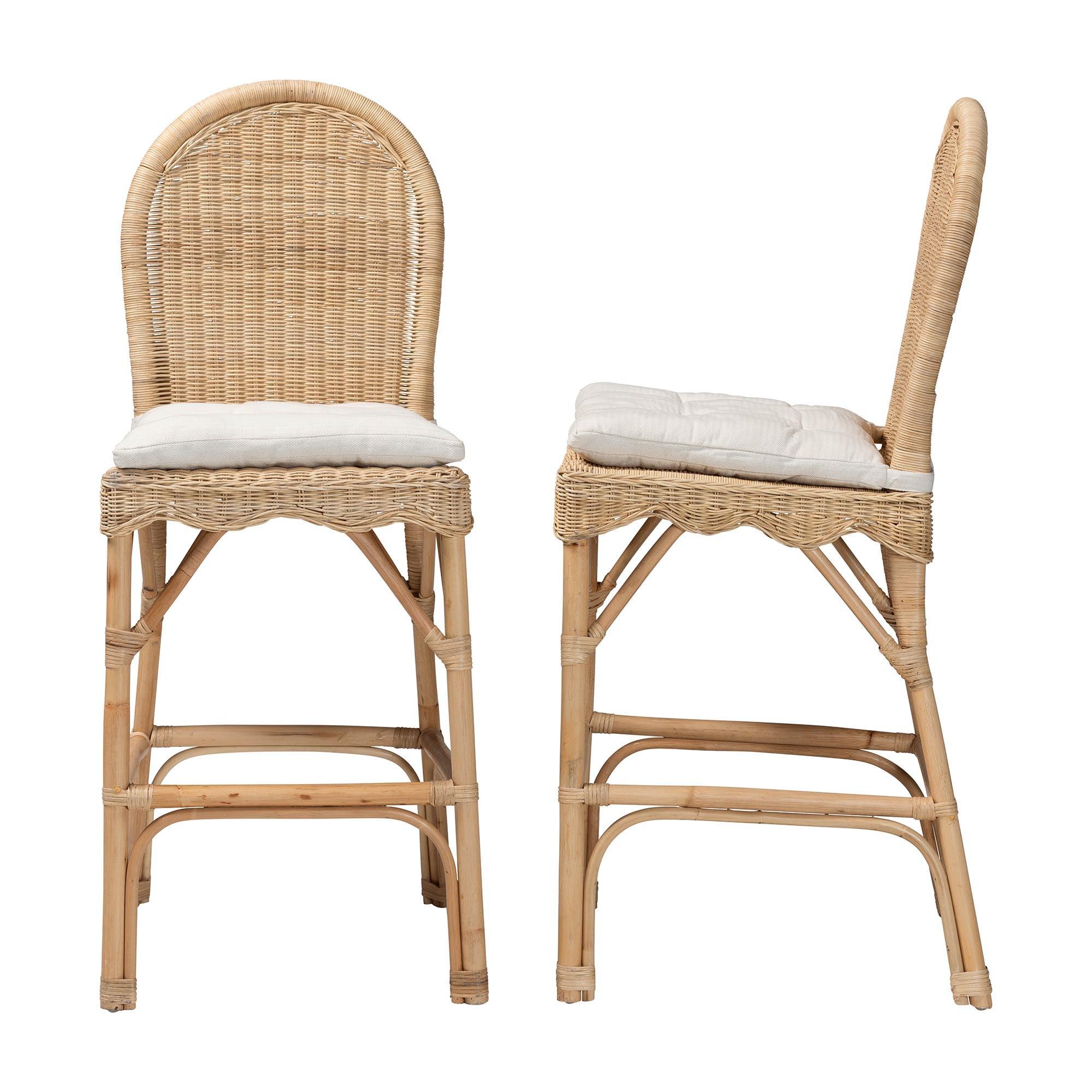 bali & pari Bilu Bohemian Rattan 2-Piece Bar Stool Set