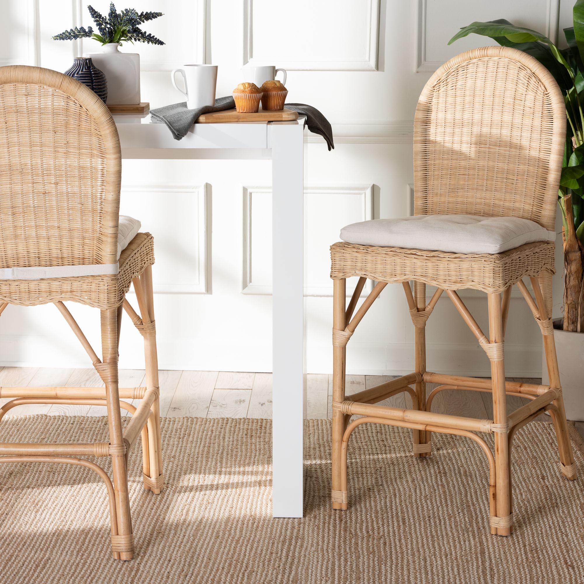 bali & pari Bilu Bohemian Rattan 2-Piece Bar Stool Set