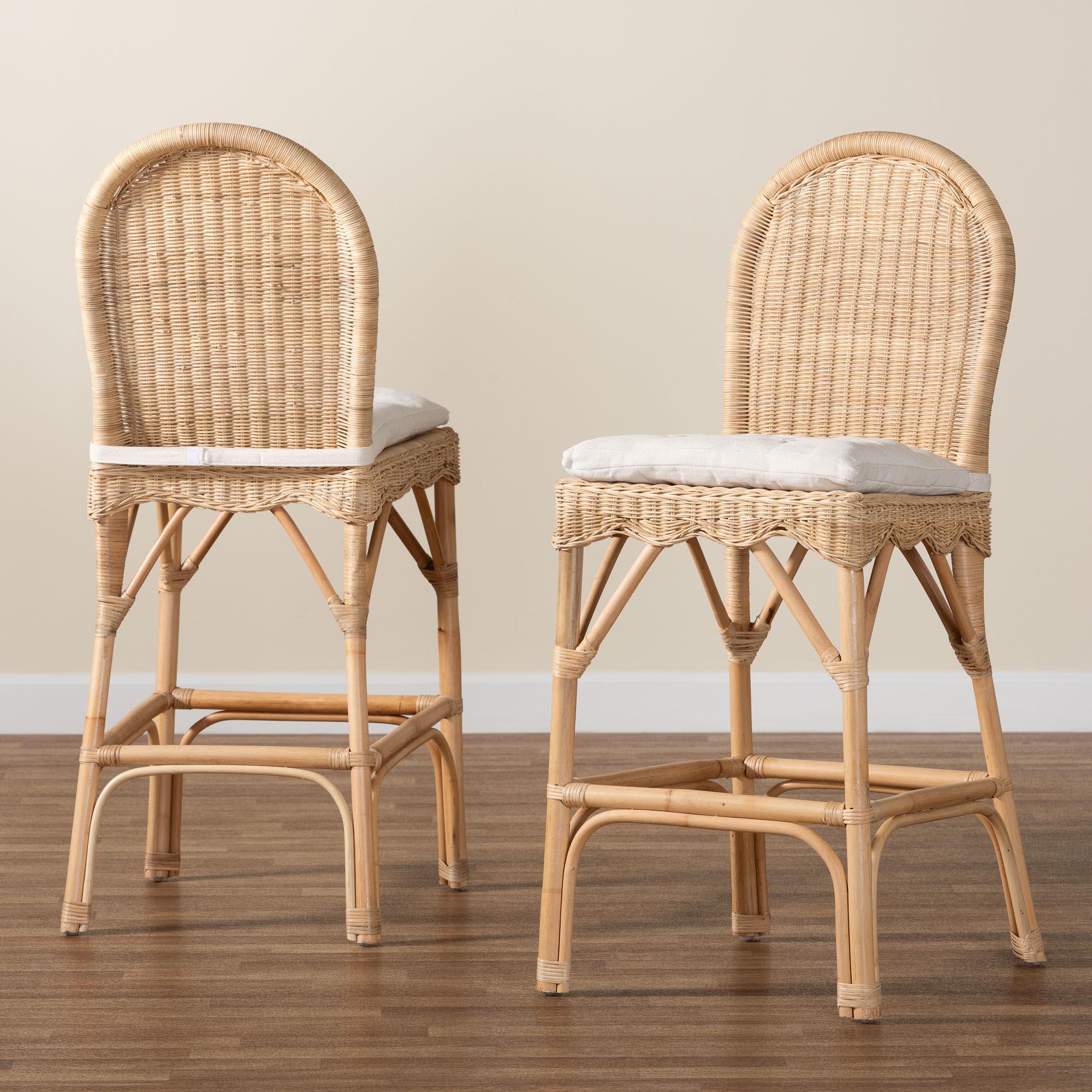 bali & pari Bilu Bohemian Rattan 2-Piece Bar Stool Set