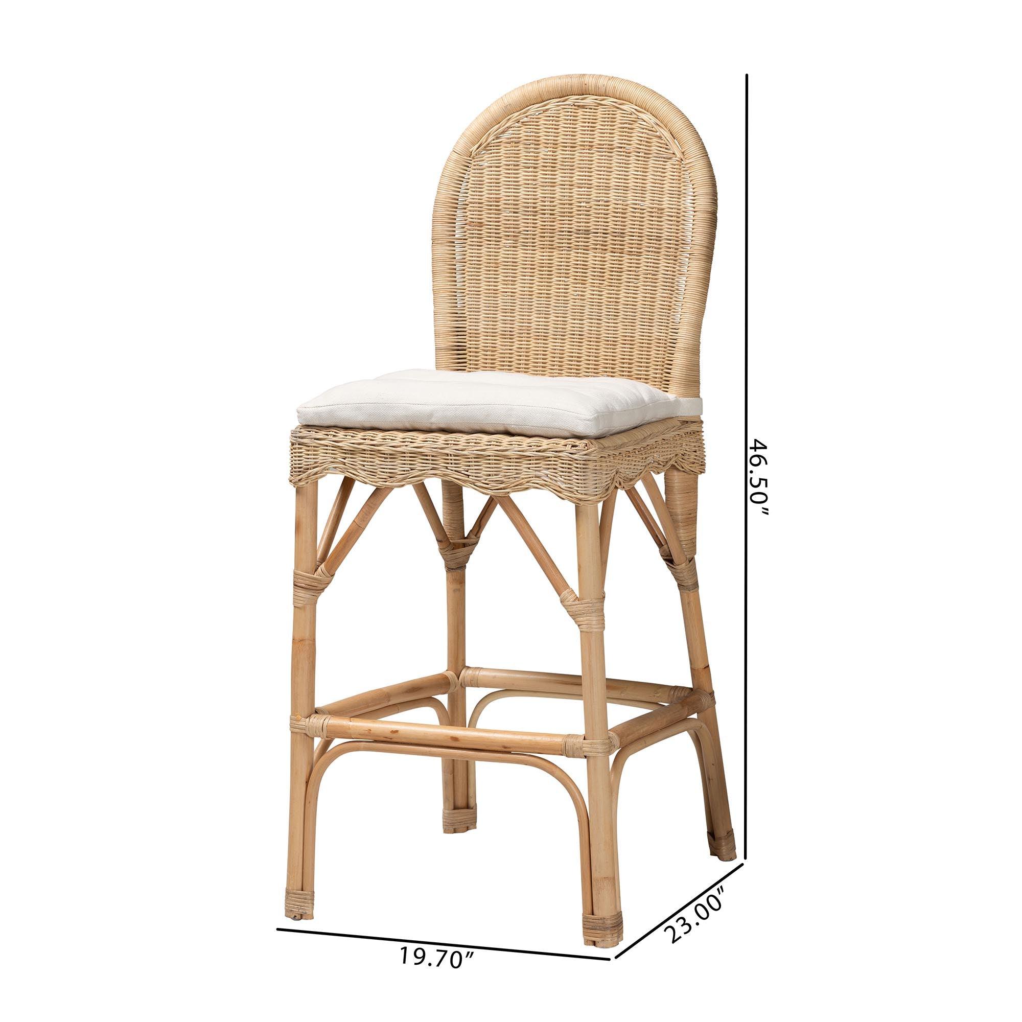 bali & pari Bilu Bohemian Rattan 2-Piece Bar Stool Set