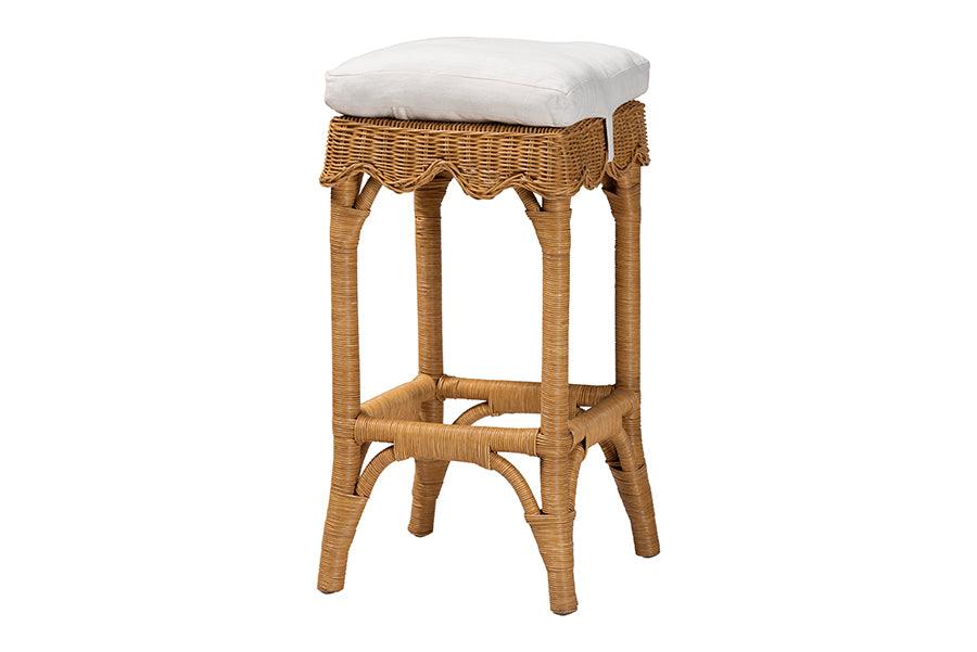 bali & pari Muy Bohemian Scallop Honey Rattan Bar Stool