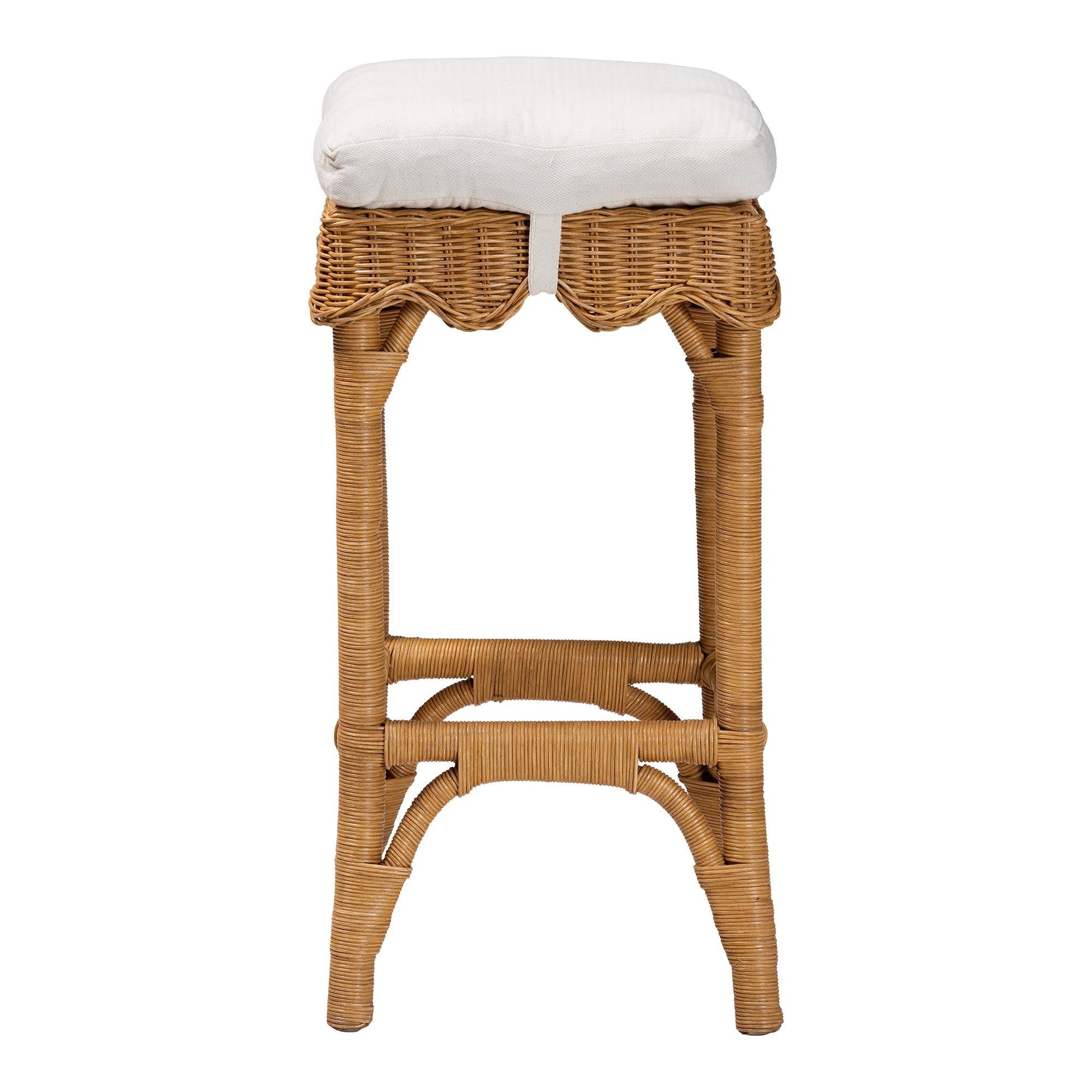 bali & pari Muy Bohemian Scallop Honey Rattan Bar Stool