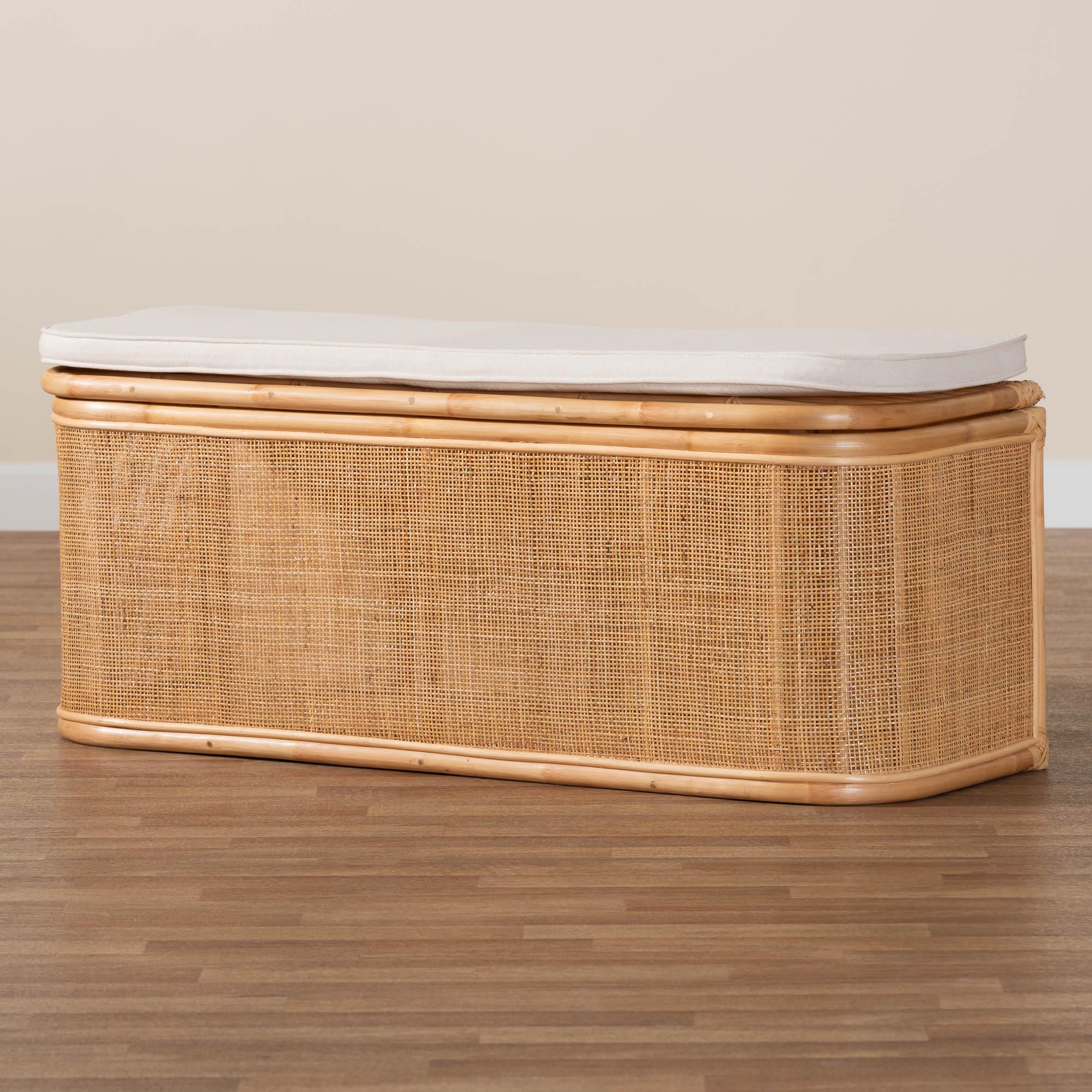 bali & pari Ishana Bohemian Rattan Storage Bench