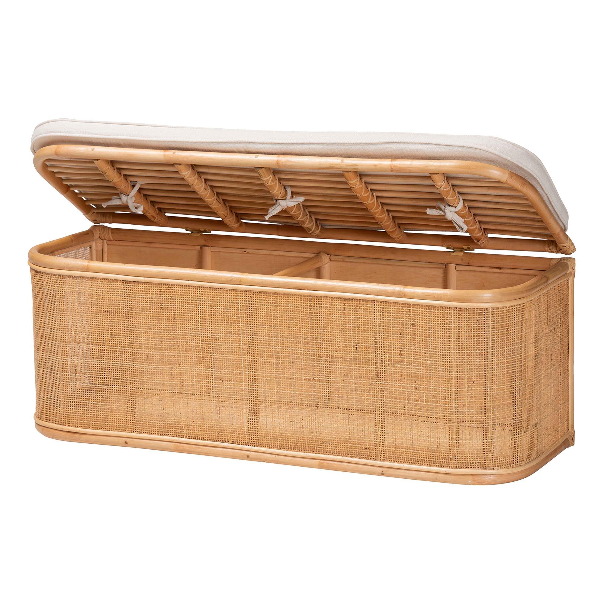 bali & pari Ishana Bohemian Rattan Storage Bench