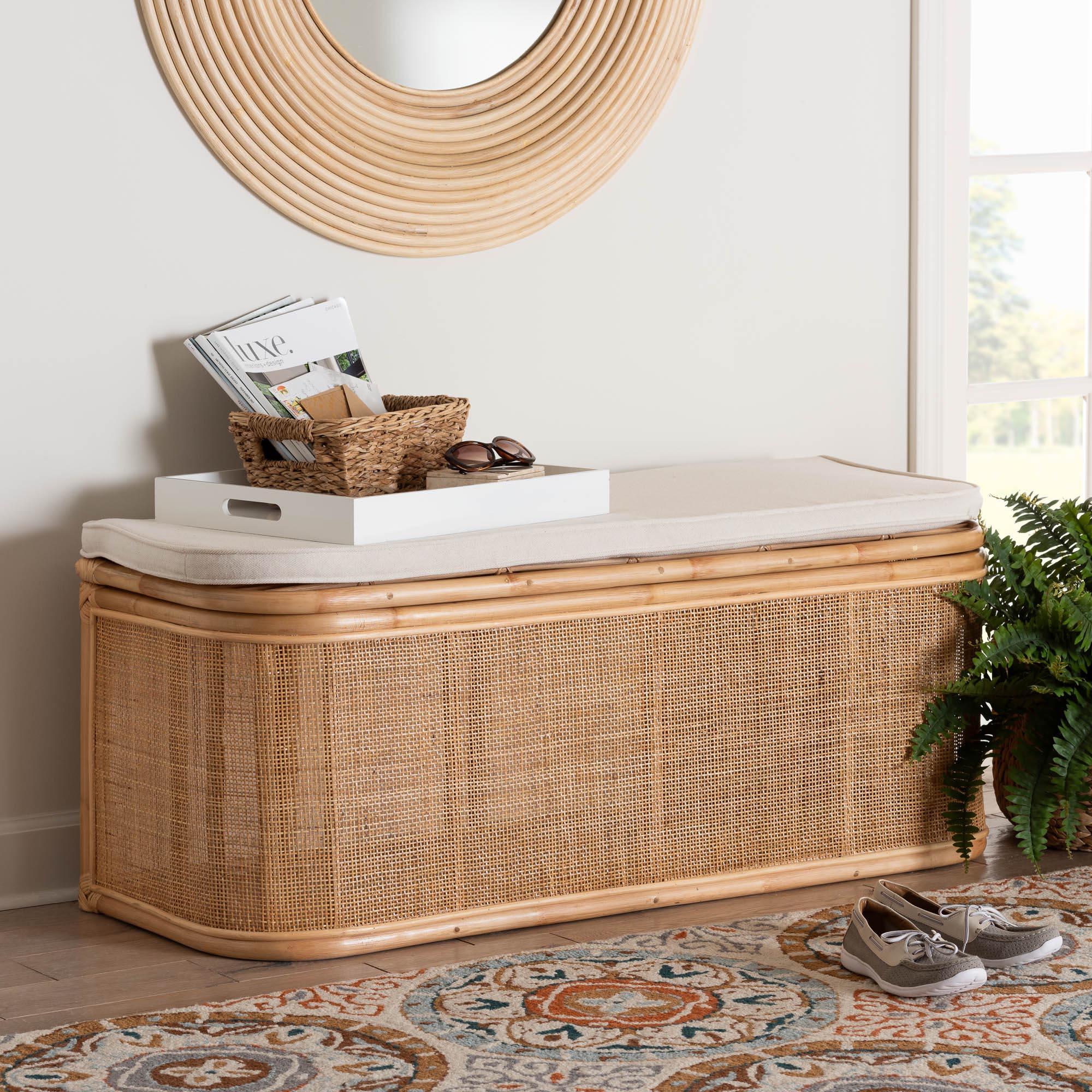 bali & pari Ishana Bohemian Rattan Storage Bench