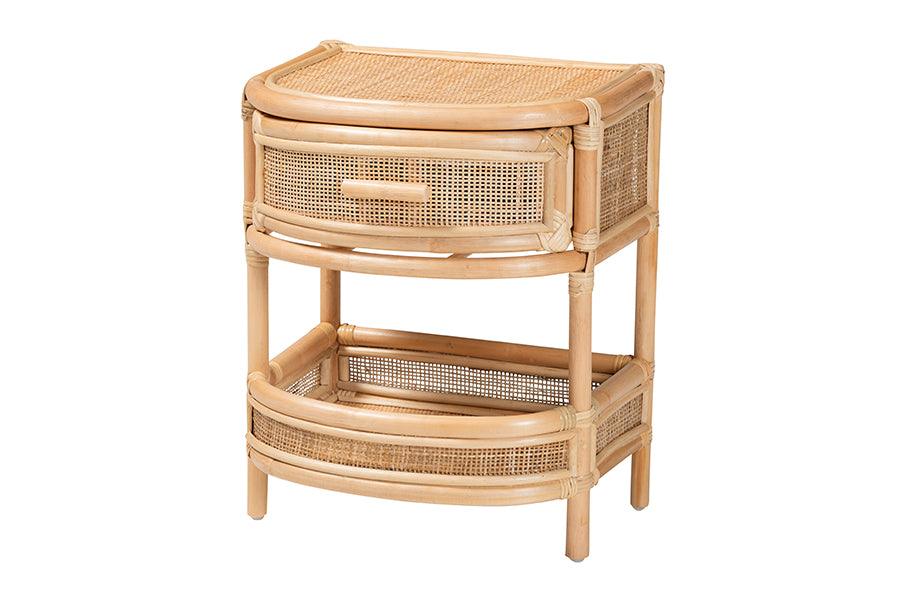 bali & pari Divitia Bohemian Rattan 1-Drawer Nightstand
