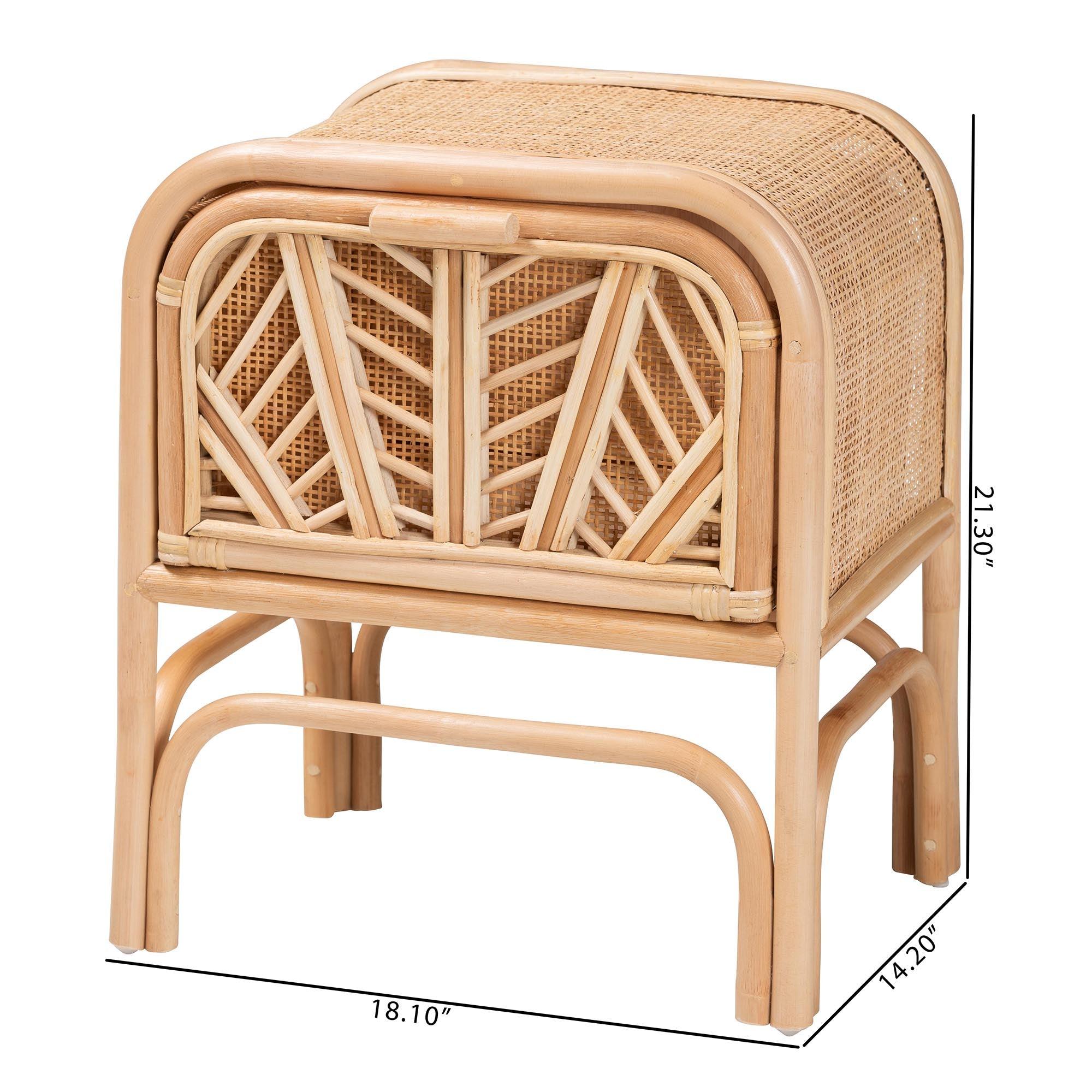 bali & pari Carabella Bohemian Rattan 1-Drawer Nightstand