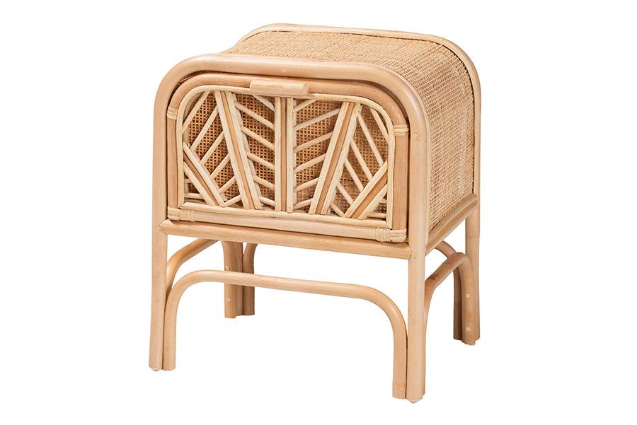 bali & pari Carabella Bohemian Rattan 1-Drawer Nightstand