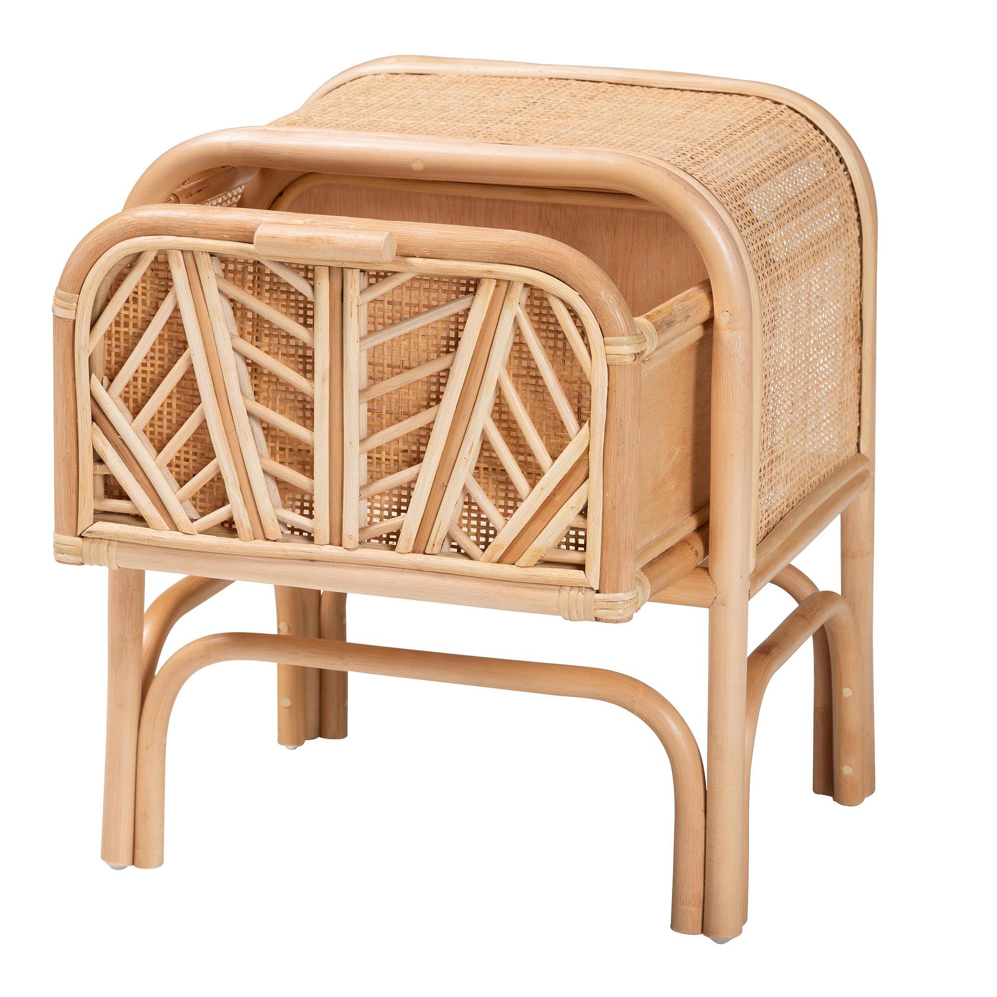 bali & pari Carabella Bohemian Rattan 1-Drawer Nightstand