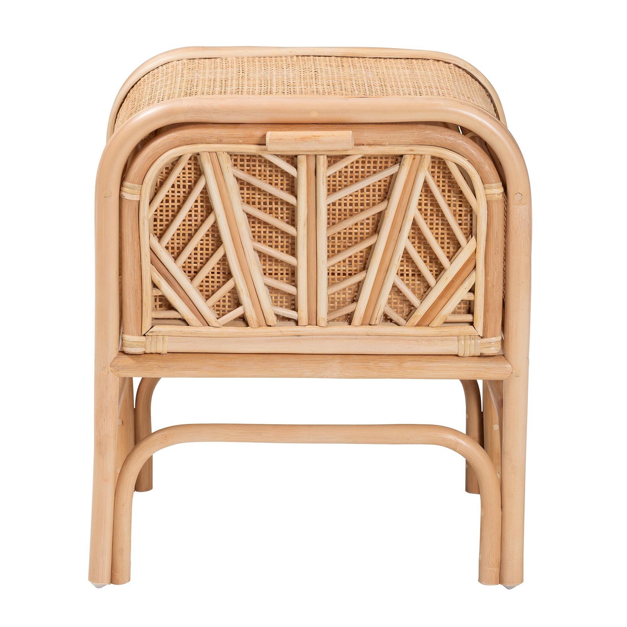 bali & pari Carabella Bohemian Rattan 1-Drawer Nightstand