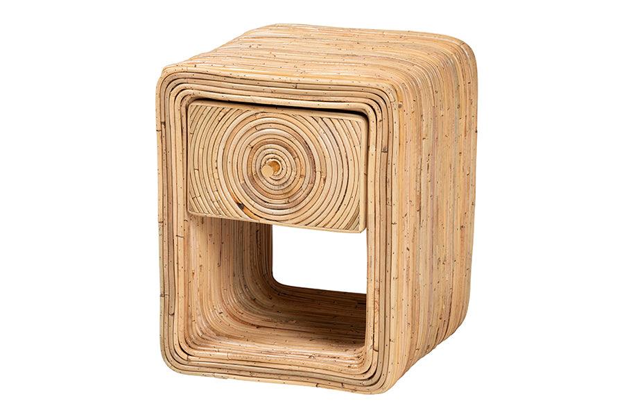 bali & pari Rosina Bohemian Rattan 1-Drawer Nightstand