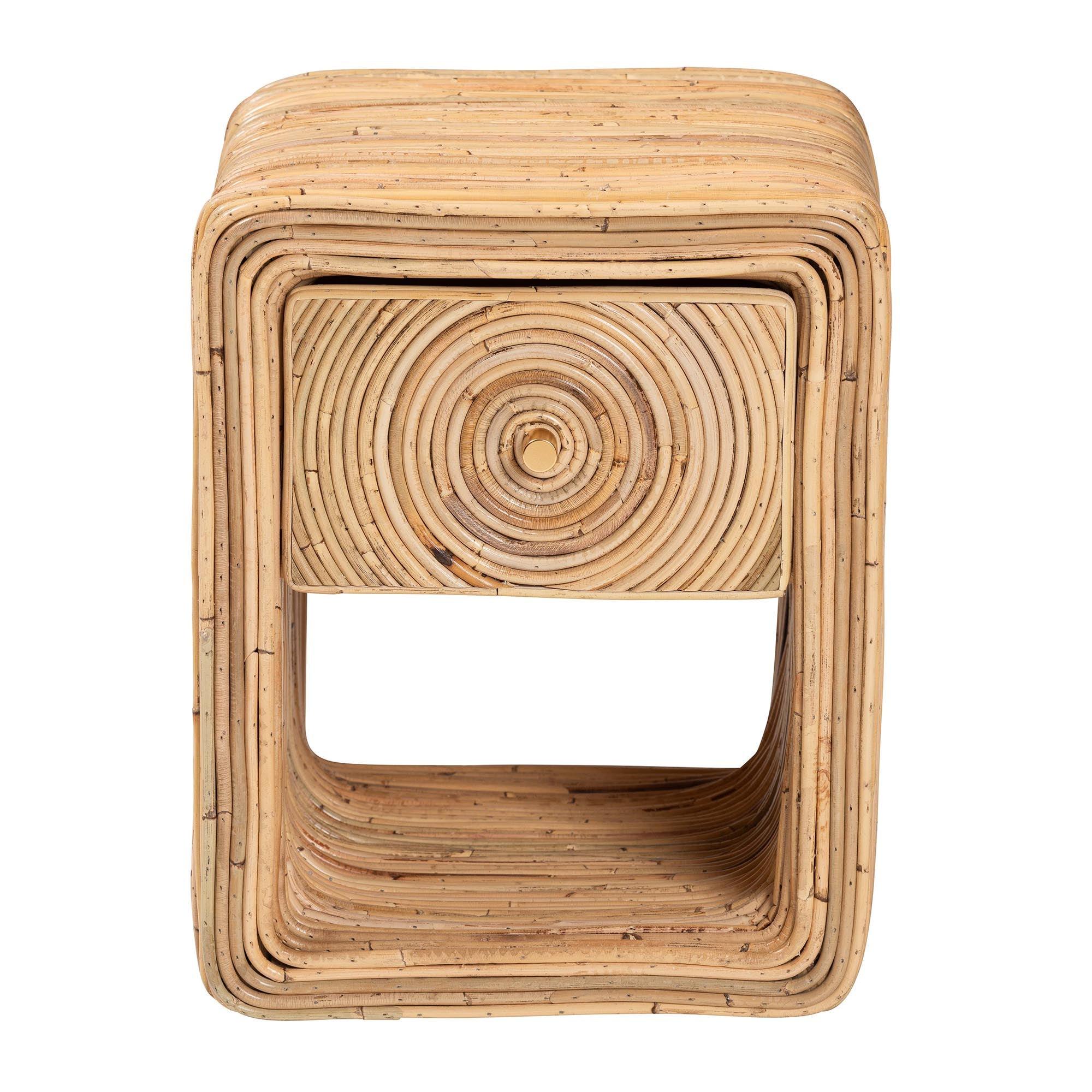 bali & pari Rosina Bohemian Rattan 1-Drawer Nightstand