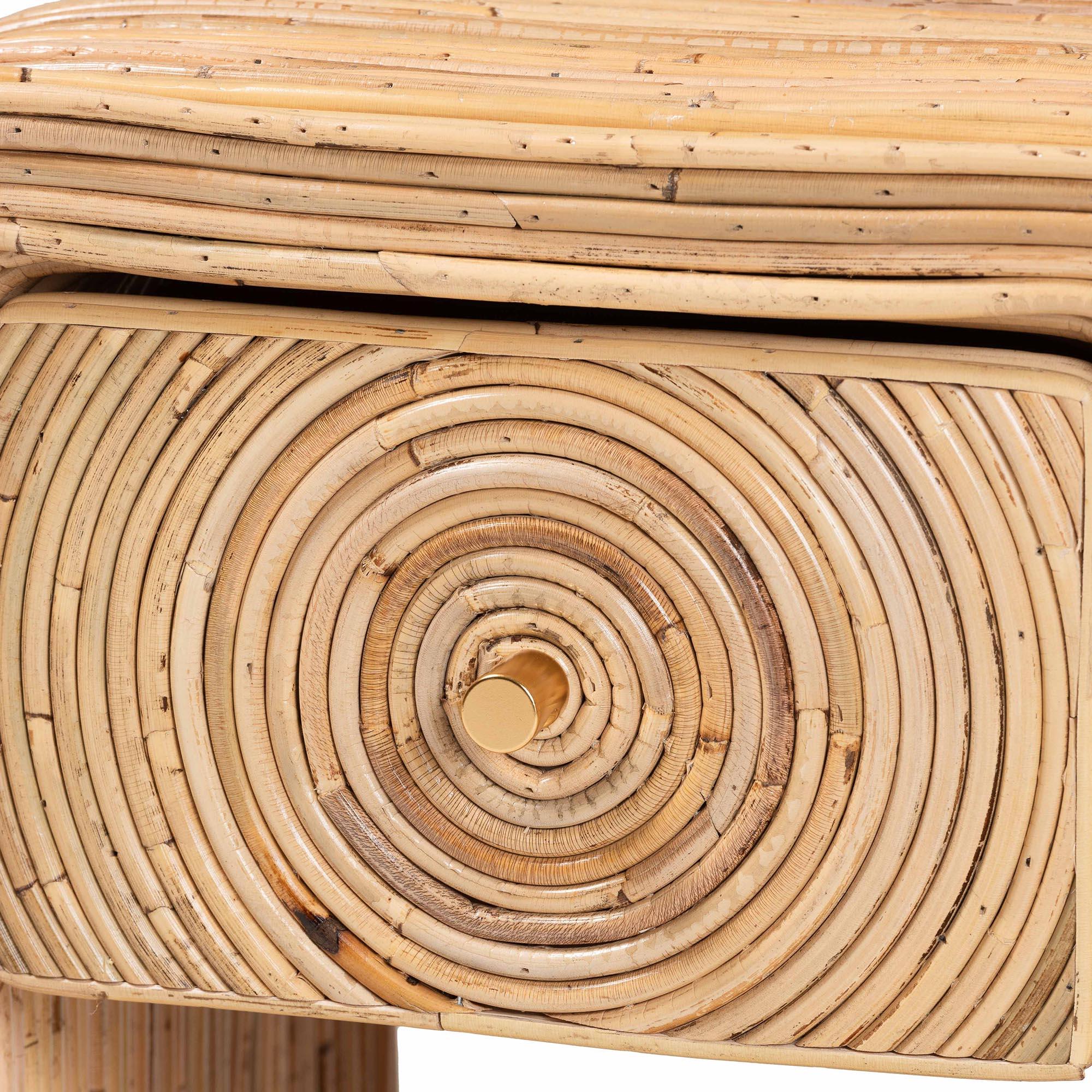 bali & pari Rosina Bohemian Rattan 1-Drawer Nightstand