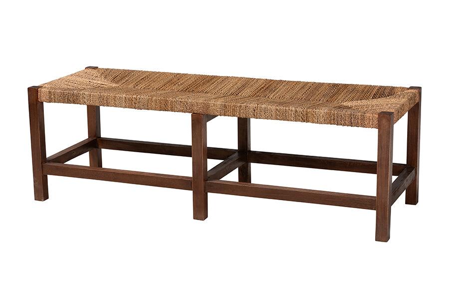 bali & pari Liza Bohemian Seagrass and Wood Accent Bench