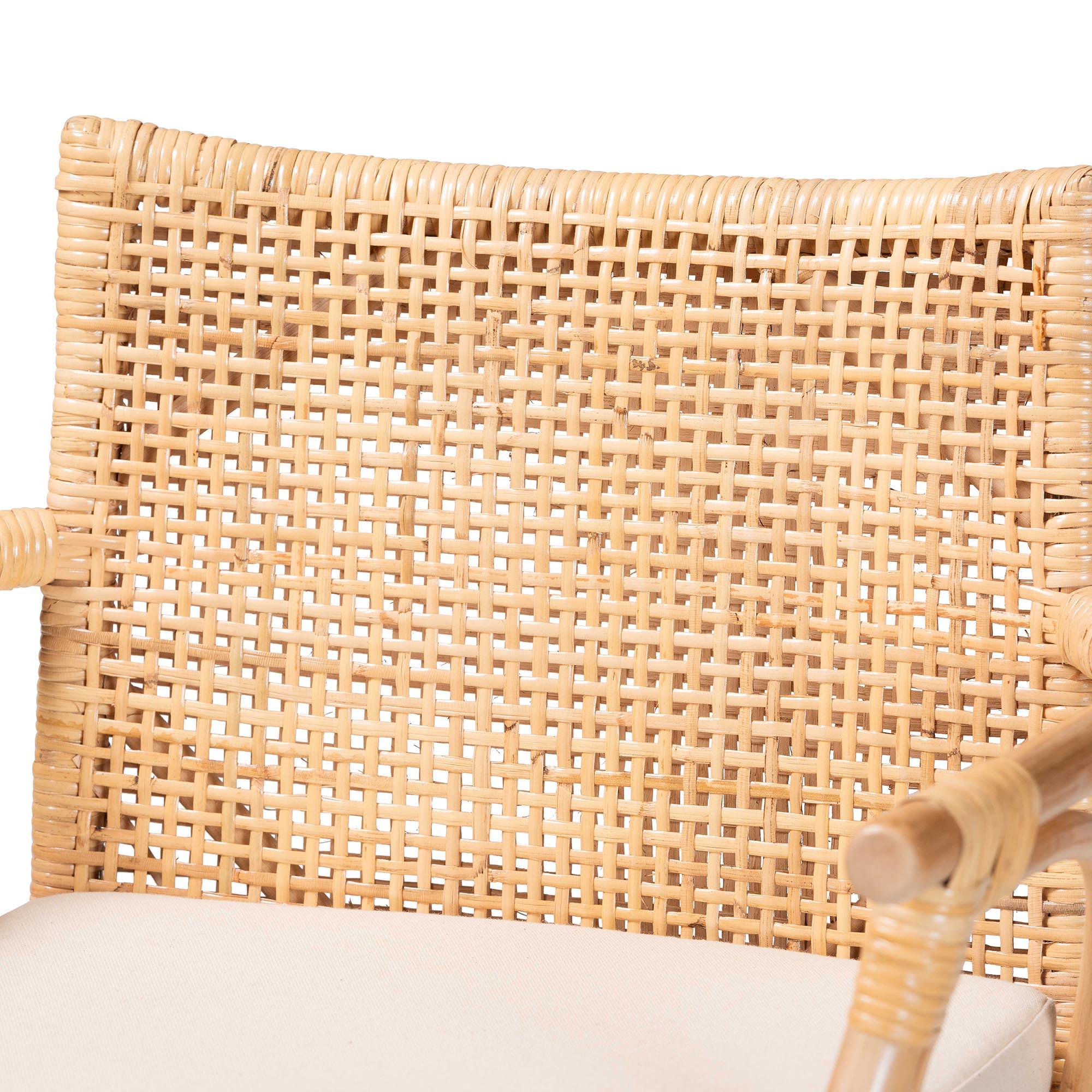 bali & pari Storsel Bohemian Rattan and Teak Wood 2-Piece Bar Stool Set
