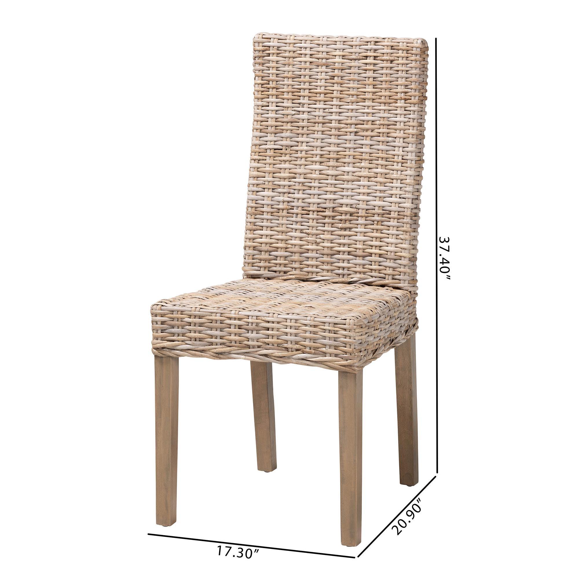 bali & pari Nevina Bohemian Kubu Rattan and Mango Wood Dining Chair