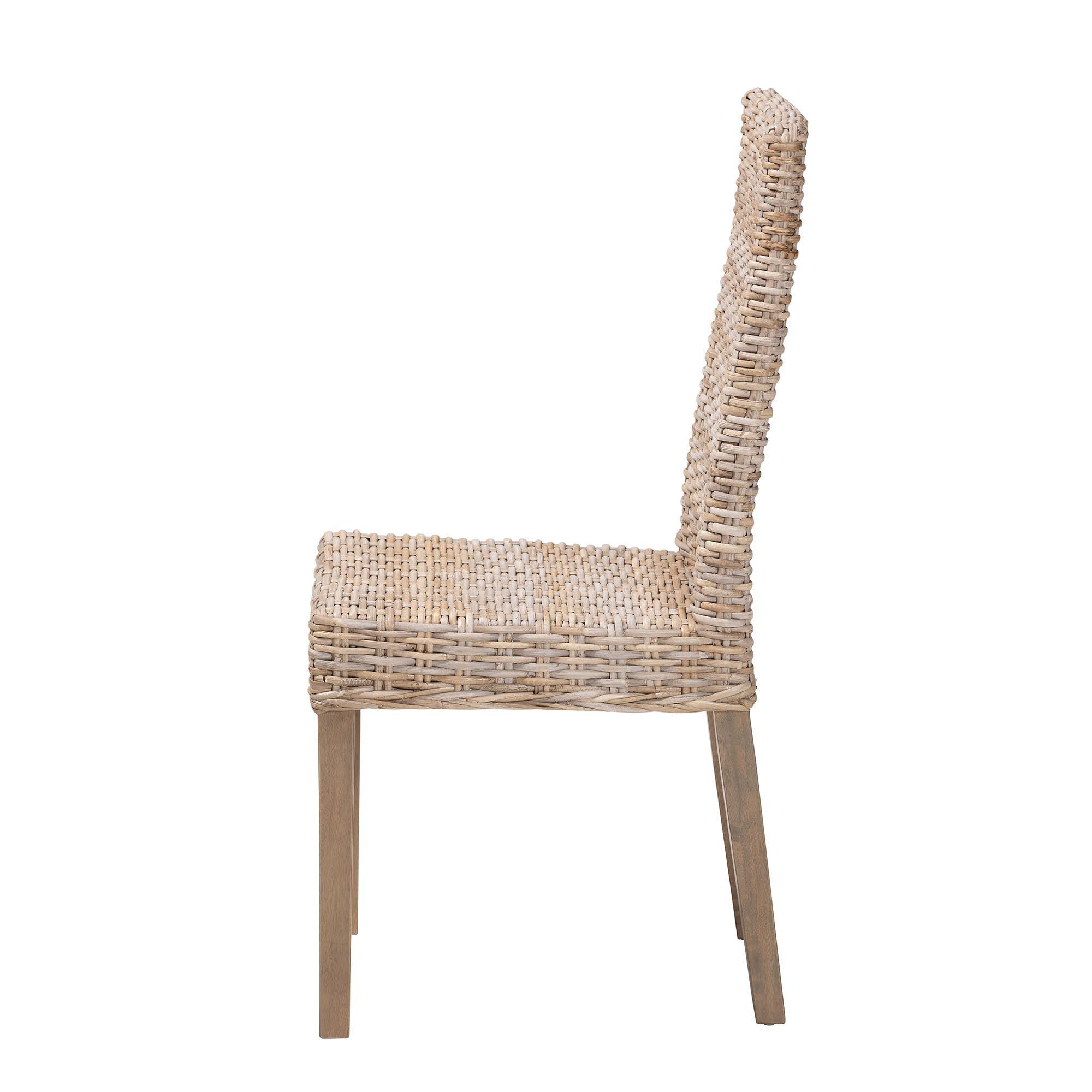 bali & pari Nevina Bohemian Kubu Rattan and Mango Wood Dining Chair