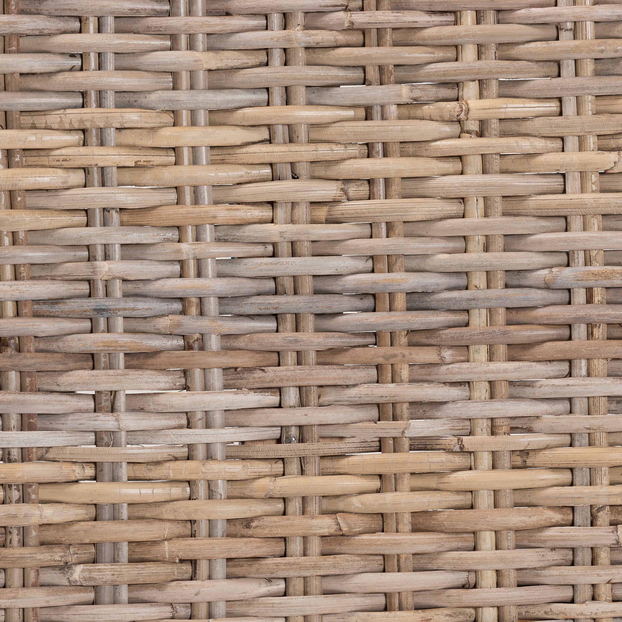 bali & pari Hayate Bohemian Kubu Rattan and Mahogany Wood Ottoman Footstool
