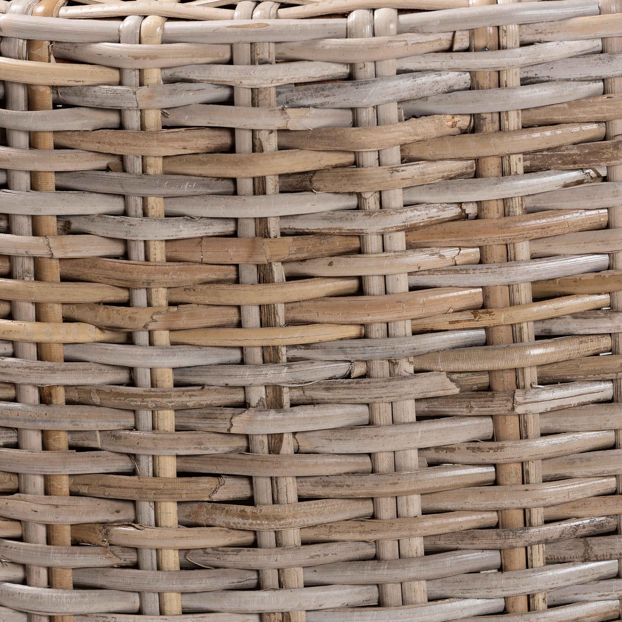 bali & pari Enver Modern Bohemian Kubu Rattan and Mahogany Wood Counter Stool