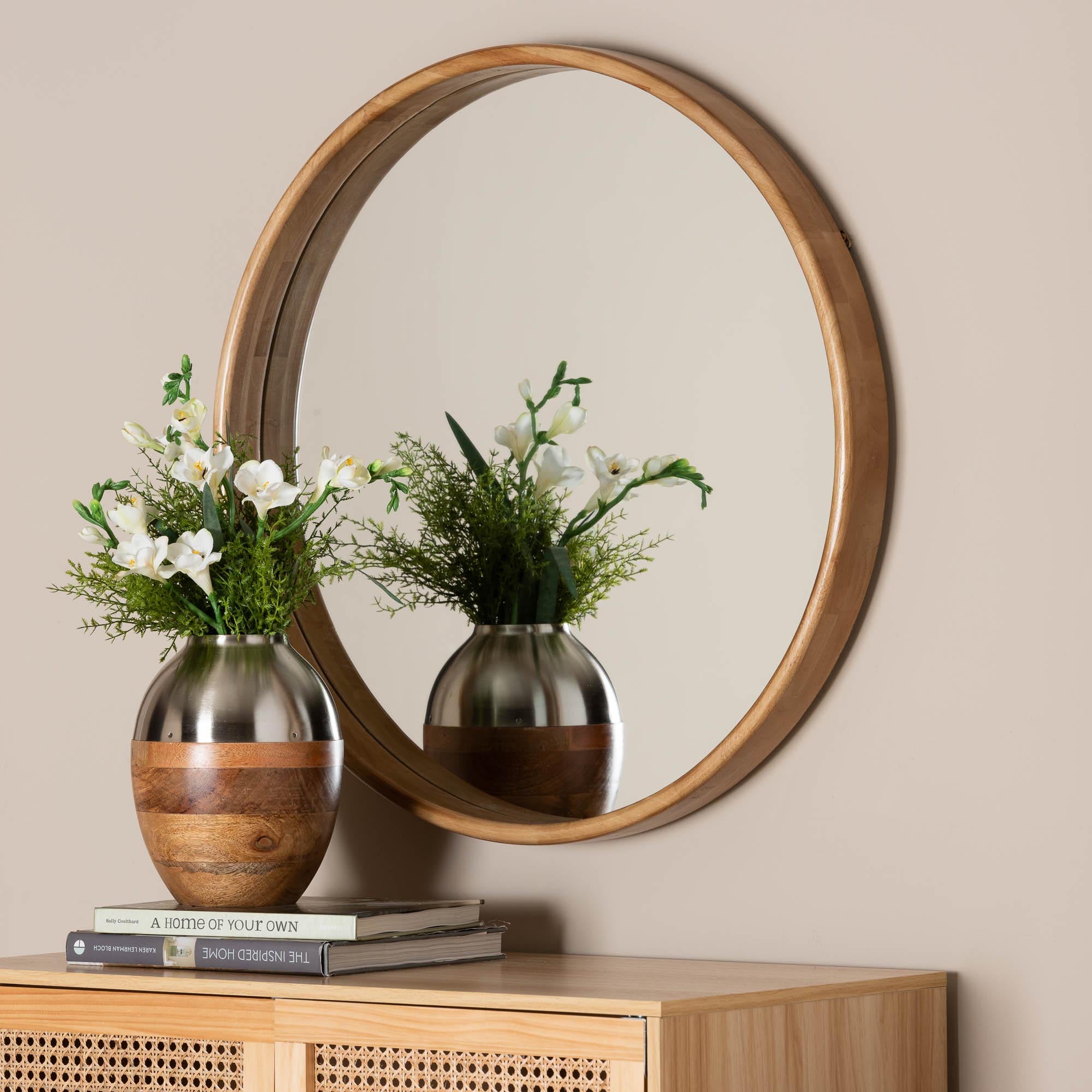 Tazara Japandi Round Accent Wall Mirror