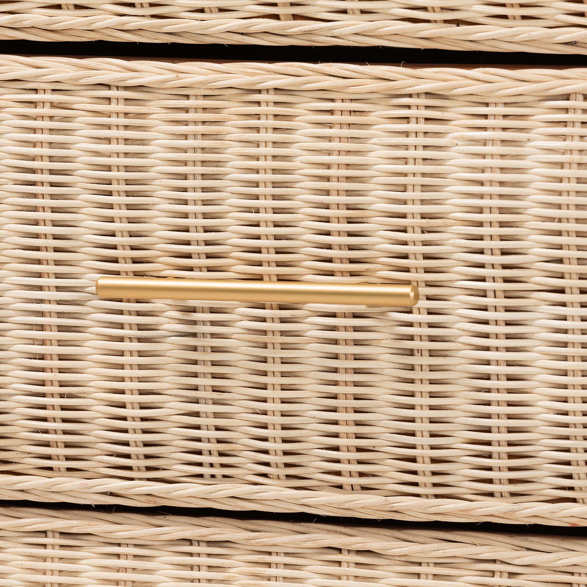 bali & pari Lanica Japandi Sun-Bleached Braided Rattan 6-Drawer Dresser