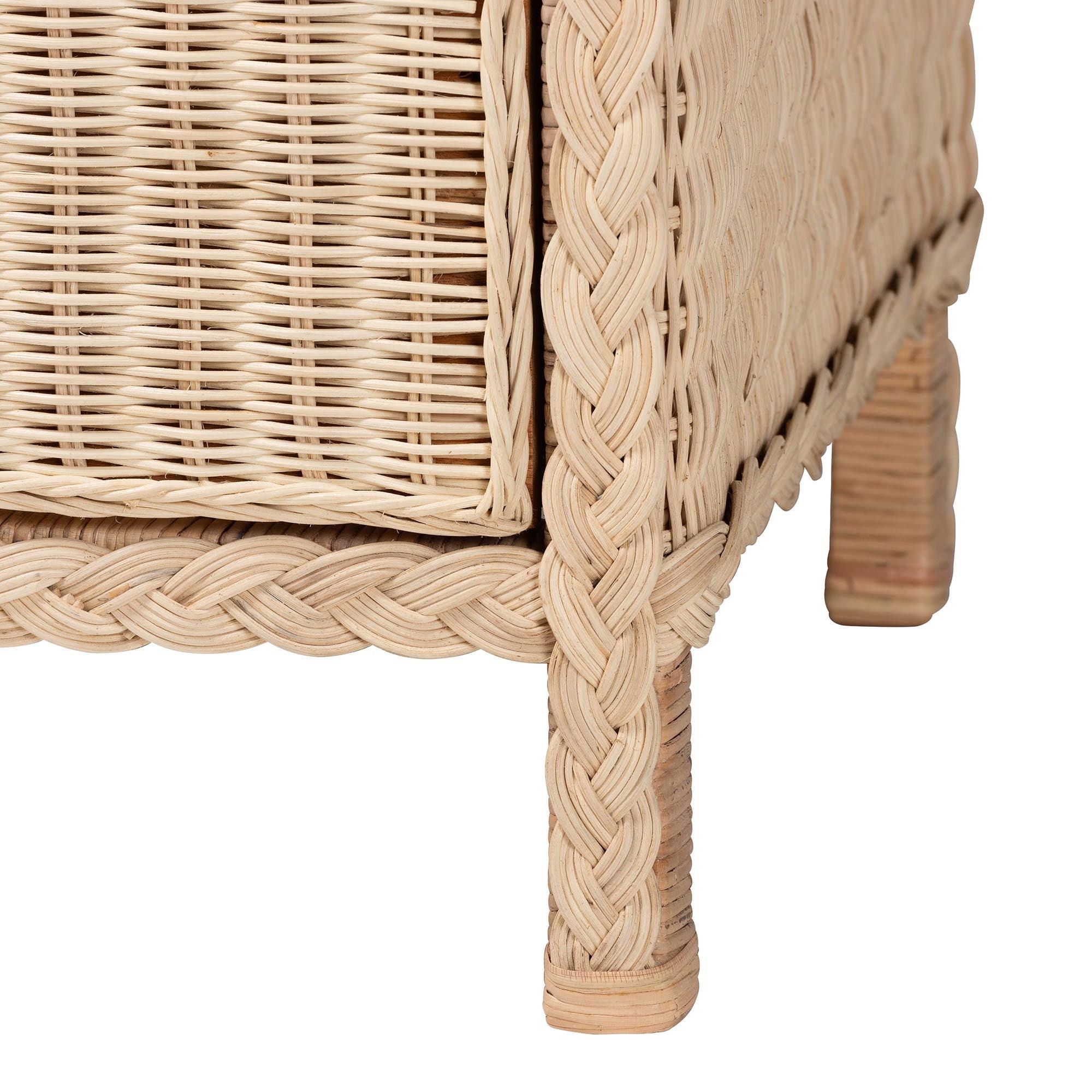 bali & pari Lanica Japandi Sun-Bleached Braided Rattan 6-Drawer Dresser