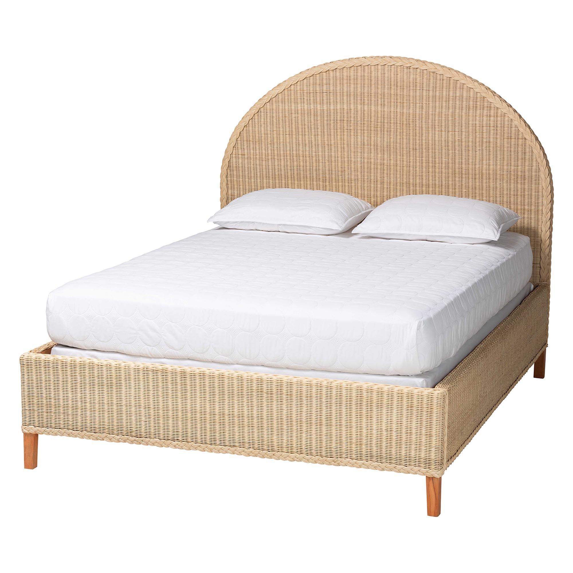 bali & pari Lanica Japandi Sun-Bleached Braided Rattan Bed