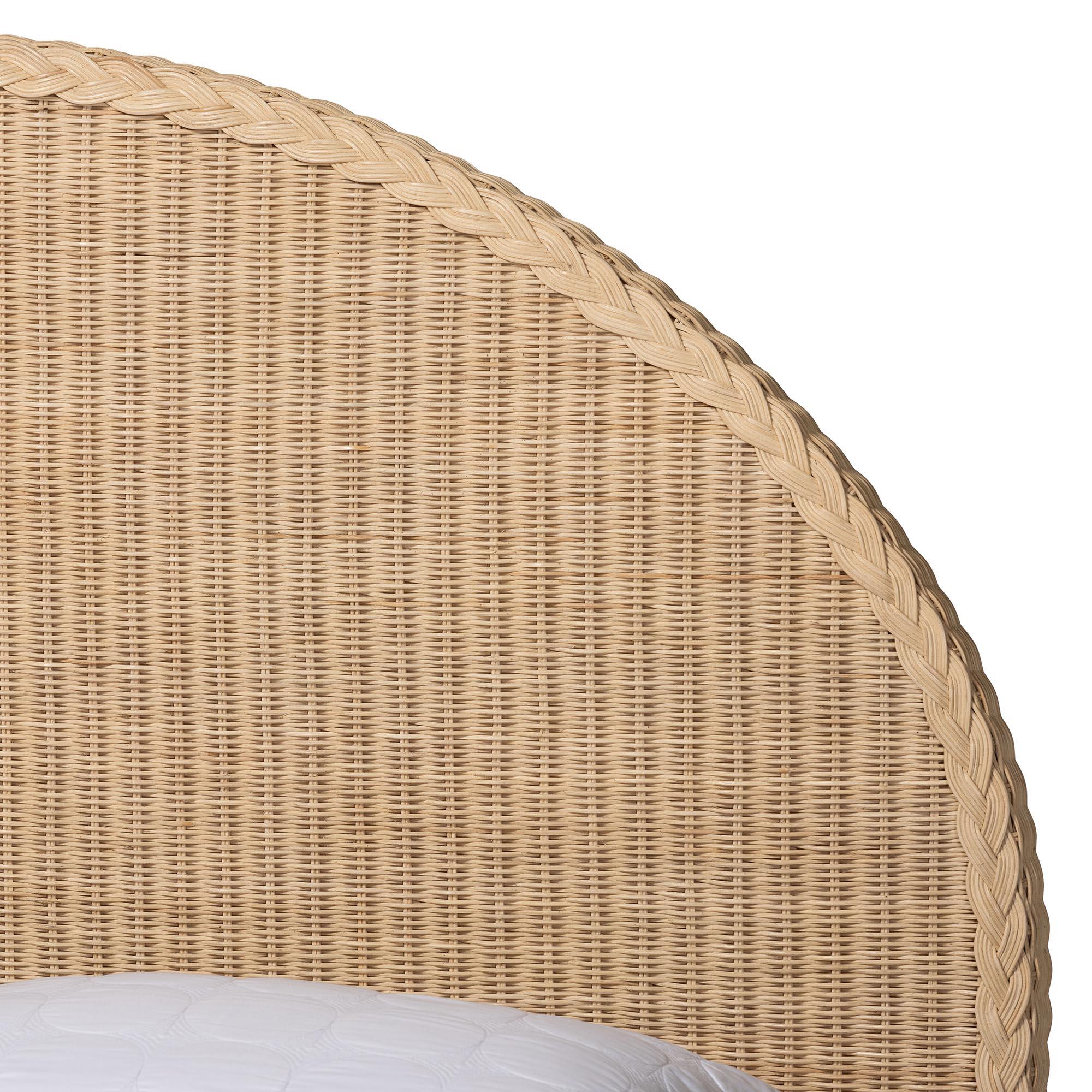 bali & pari Lanica Japandi Sun-Bleached Braided Rattan 4-Piece Bedroom Set