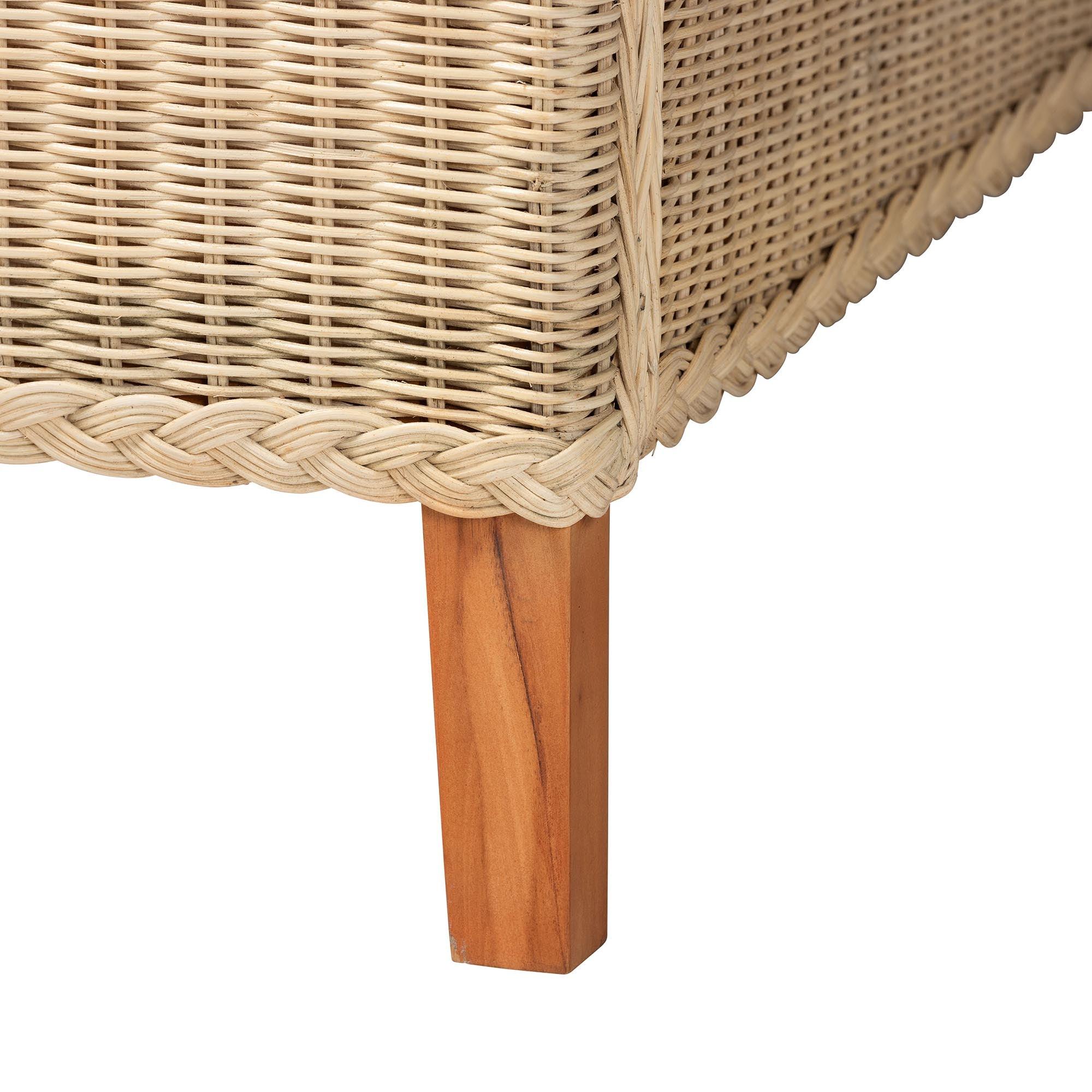 bali & pari Lanica Japandi Sun-Bleached Braided Rattan 4-Piece Bedroom Set