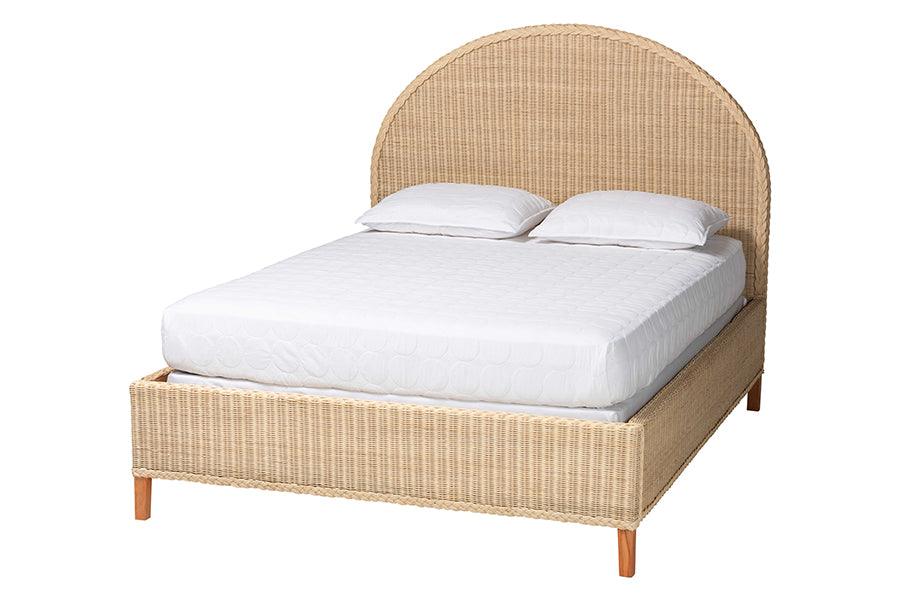 bali & pari Lanica Japandi Sun-Bleached Braided Rattan Bed
