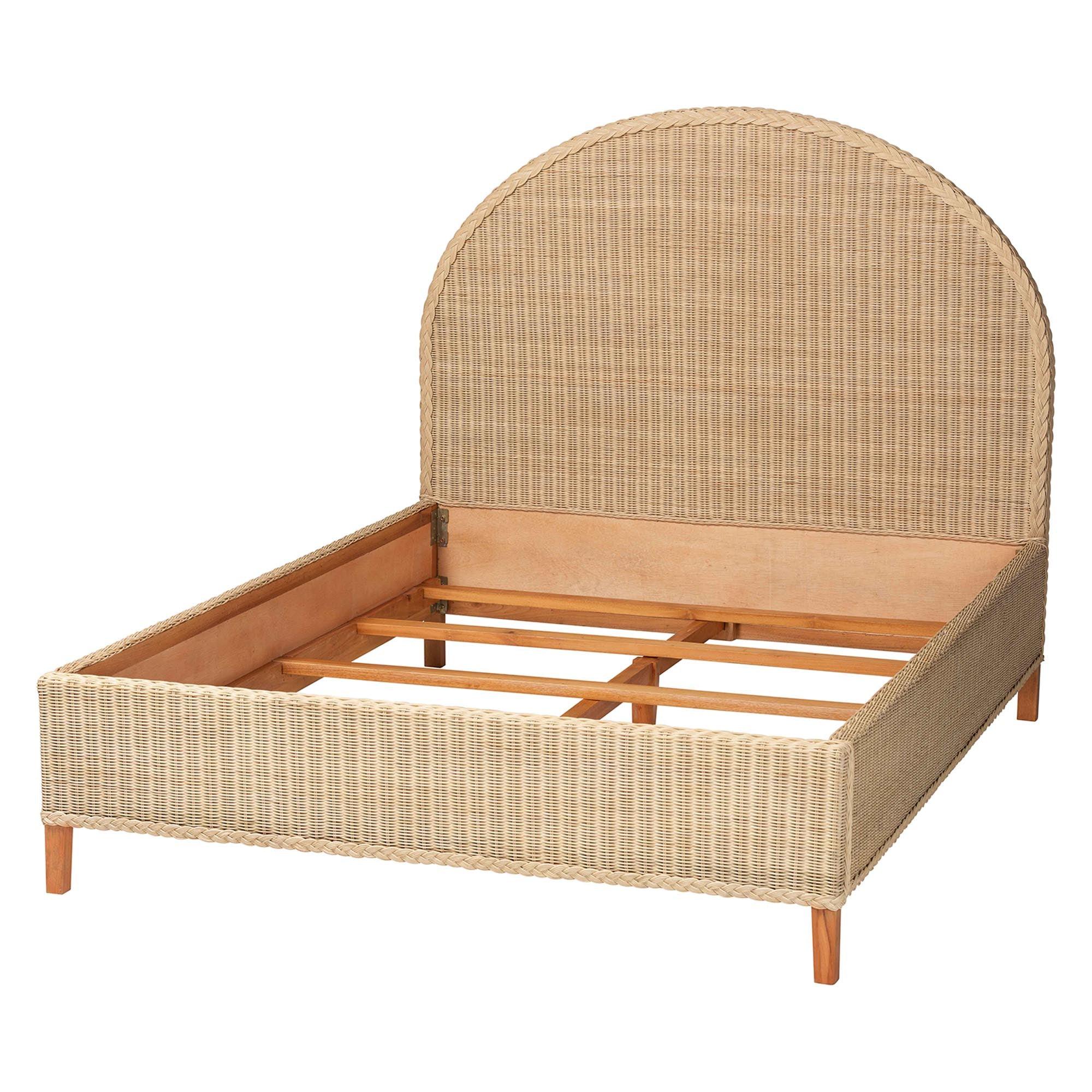 bali & pari Lanica Japandi Sun-Bleached Braided Rattan Bed