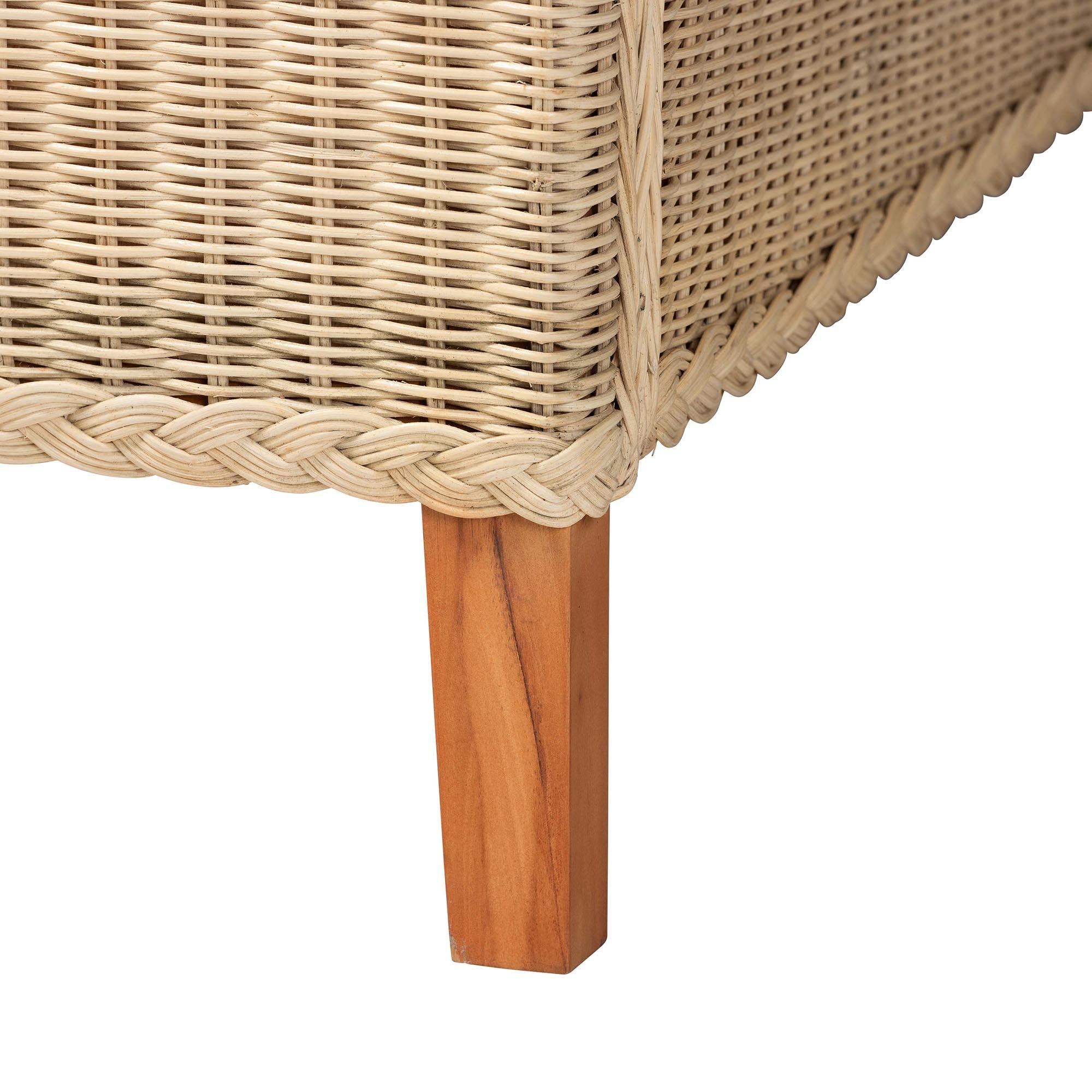 bali & pari Lanica Japandi Sun-Bleached Braided Rattan Bed