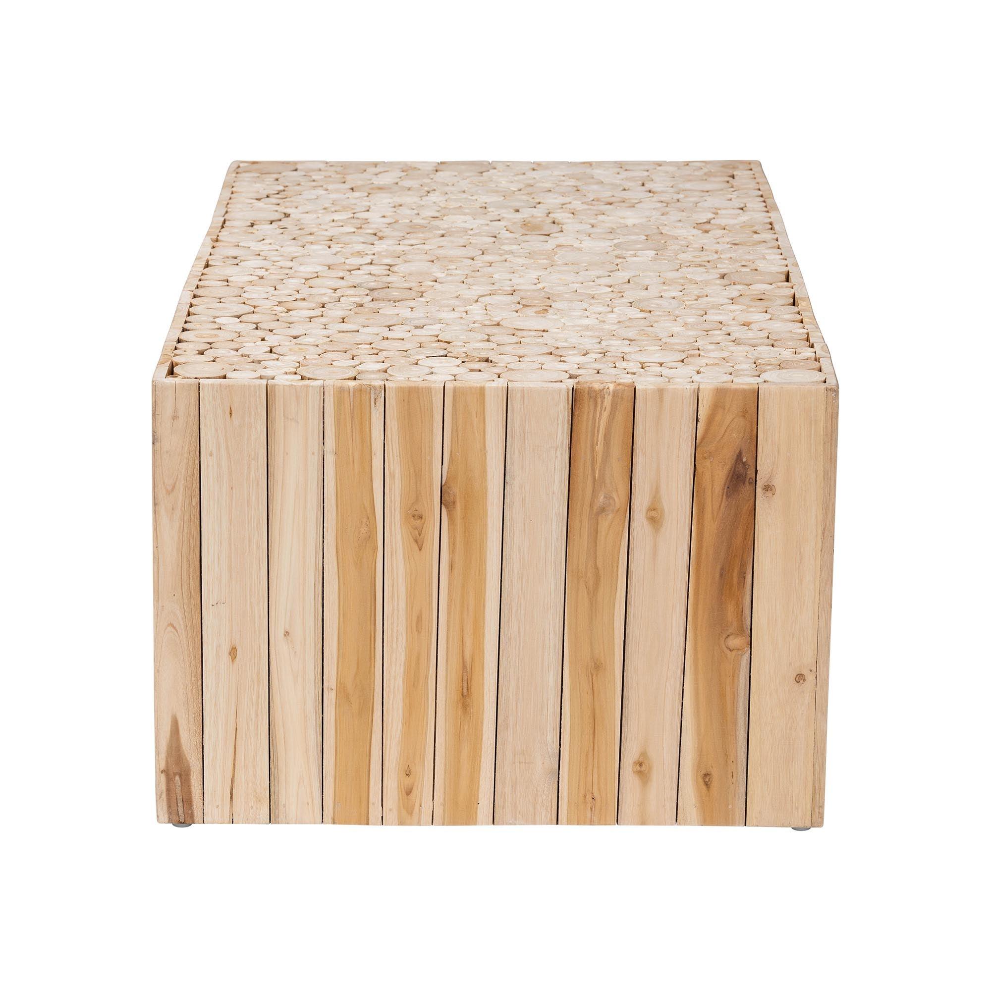 bali & pari son Bohemian Teak Wood Coffee Table with Unique Repurposed Wood Logs