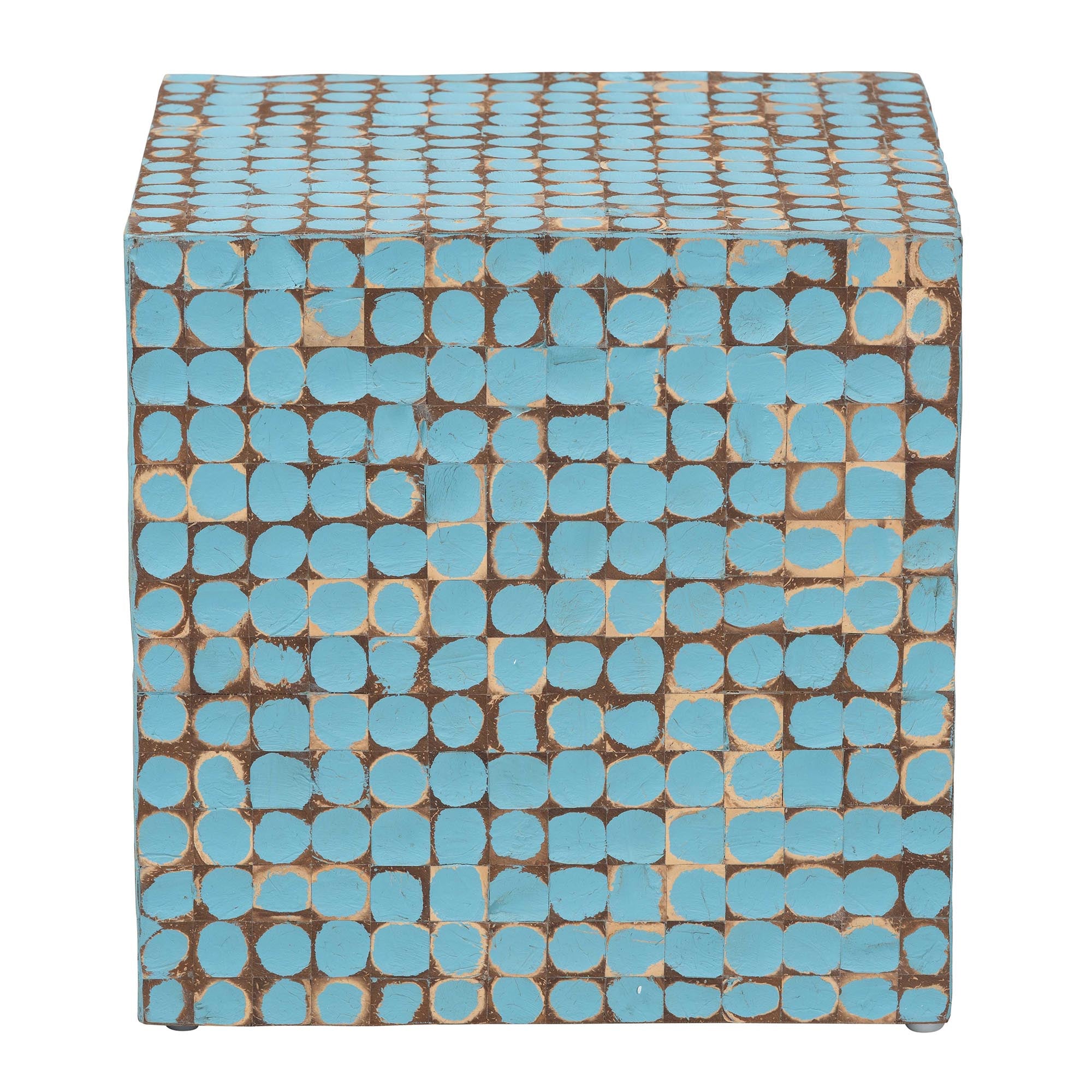 bali & pari Janella Bohemian Sky Coconut Shell and Acacia Wood End Table